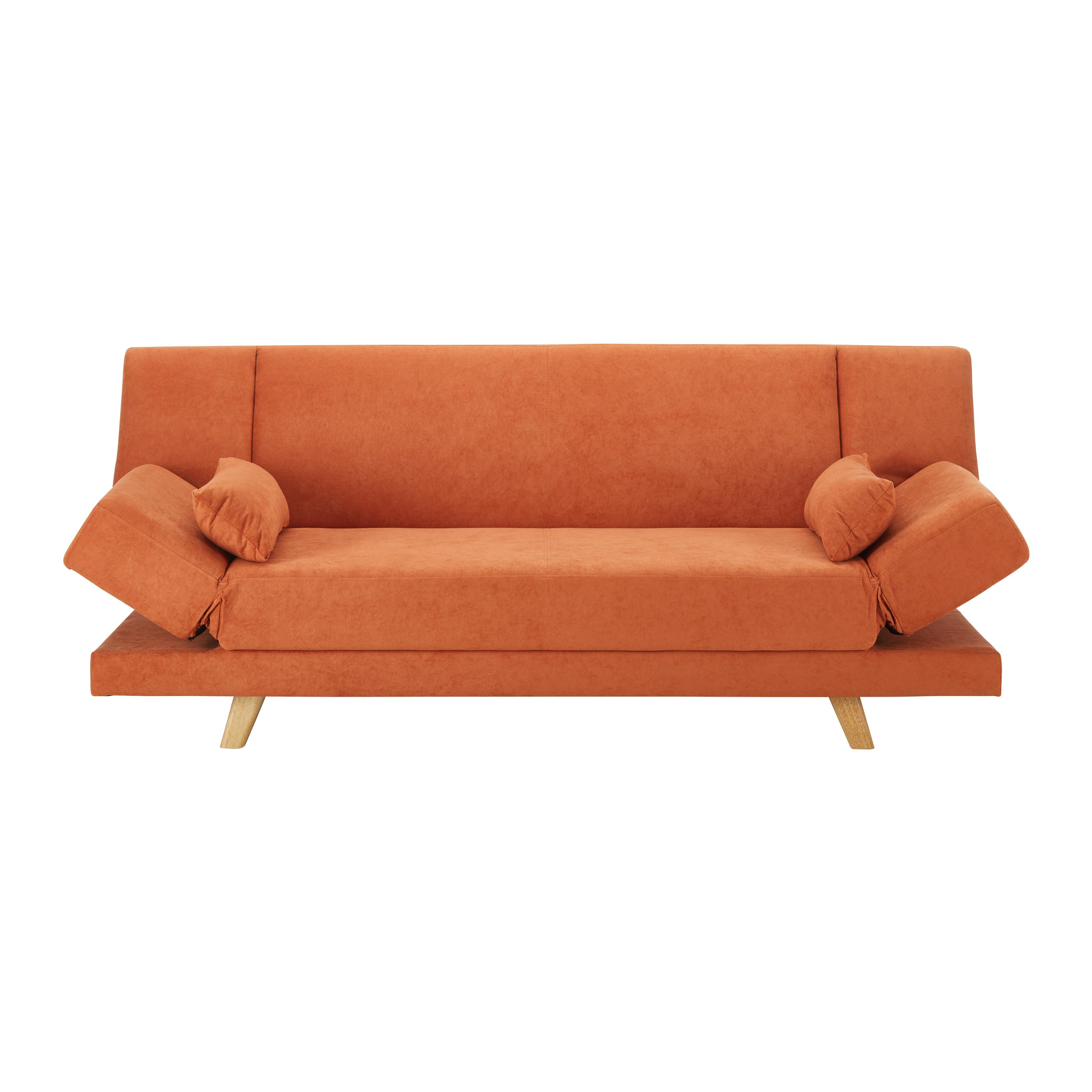 canapé-lit orange, "Funky" - Orange/Naturfarben, Modern, Holz/Textil (183/73/79cm) - Bessagi Home