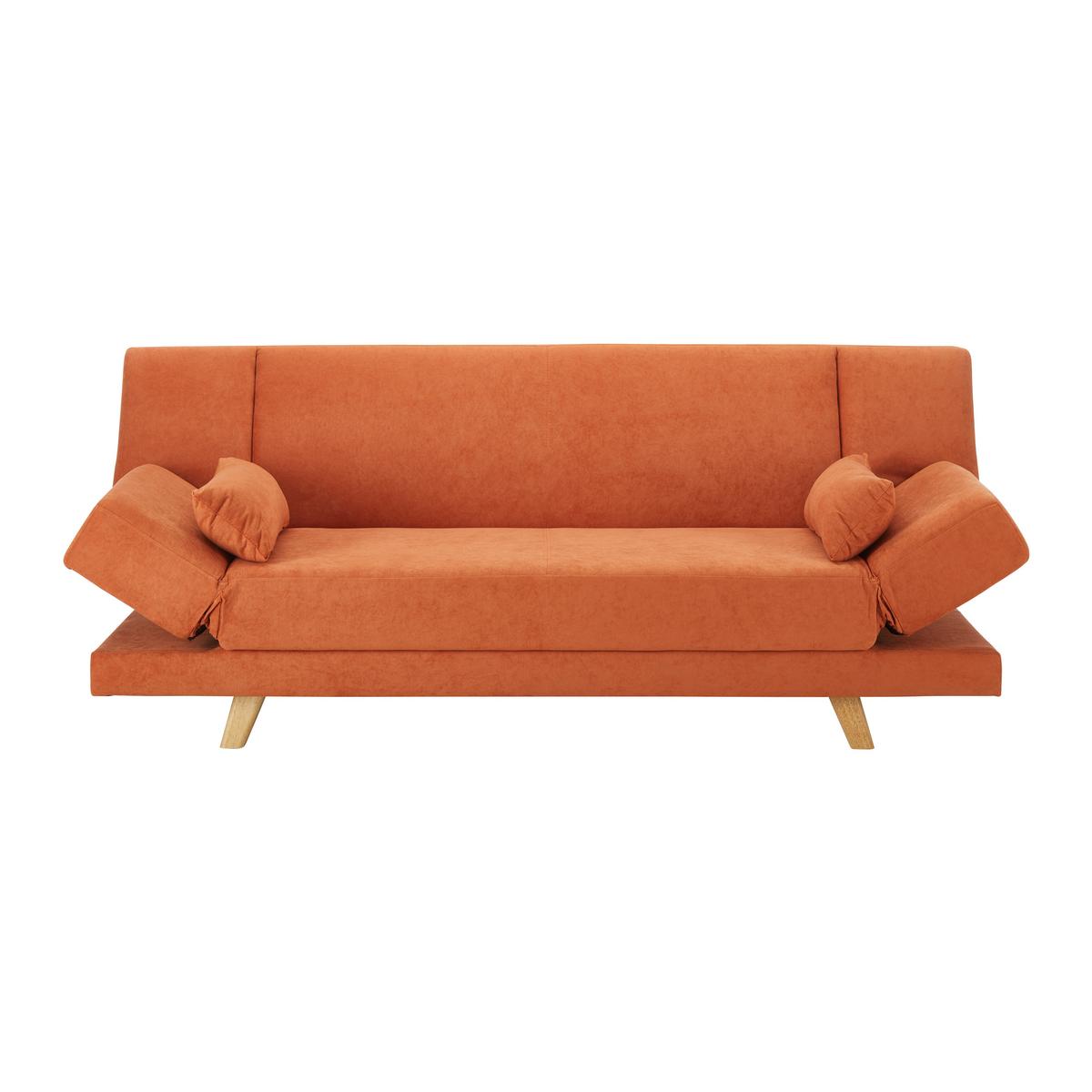 canapé-lit orange, "Funky" - Orange/Naturfarben, Modern, Holz/Textil (183/73/79cm) - Bessagi Home