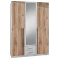 Drehtürenschrank Weiß/Eichefarben - Eichefarben/Alufarben, KONVENTIONELL, Holzwerkstoff/Kunststoff (135/198/58cm) - Modern Living Drehtürenschrank Weiß/Eichefarben - Eichefarben/Alufarben, KONVENTIONELL, Holzwerkstoff/Kunststoff (135/198/58cm) - Modern Living