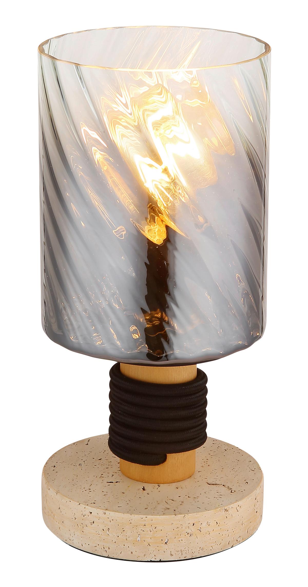 TISCHLEUCHTE 15777T  OSBORNE - Klar/Schwarz, Design, Glas/Holz (12/25,4cm) - Globo