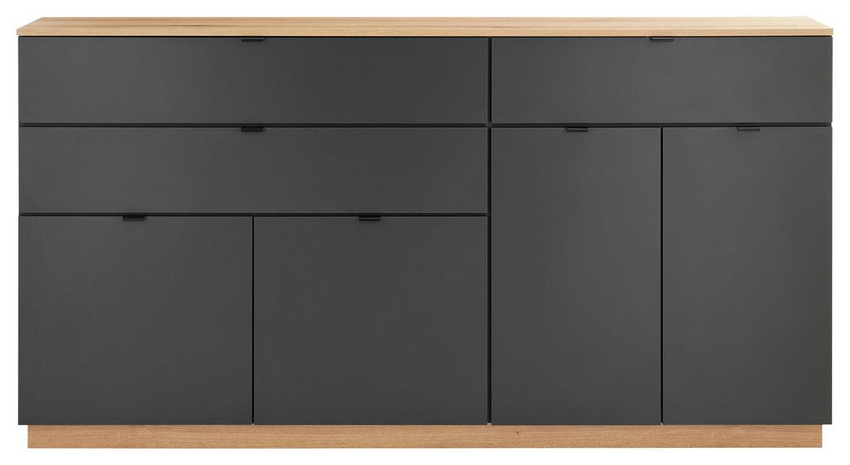 Široka Komoda Vince Ii, Antracit, Barva Hrasta - črna/barve hrasta, Trend, umetna masa/leseni material (191/100/38cm) - Livetastic