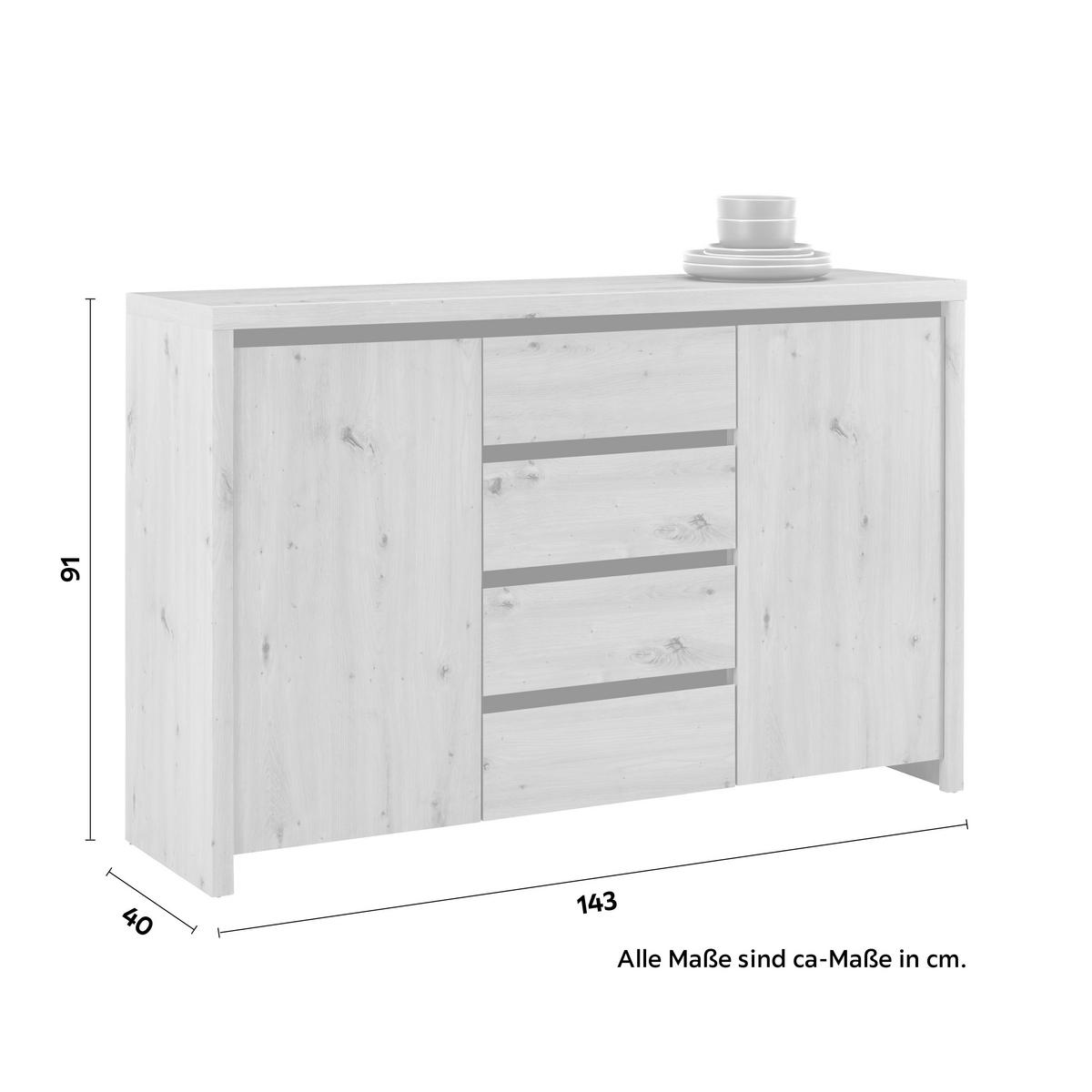 Sideboard Larios in Eichefarben - Schwarz/Eiche Artisan, MODERN, Holzwerkstoff (143/91/40cm) - Mömax