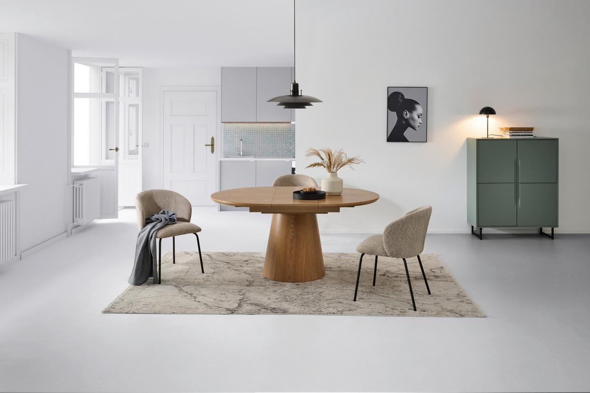 STÓŁ DO JADALNI LIO - kolor dębowy, Konventionell, materiał drewnopochodny/drewno (120-160/120/76cm) - MID.YOU