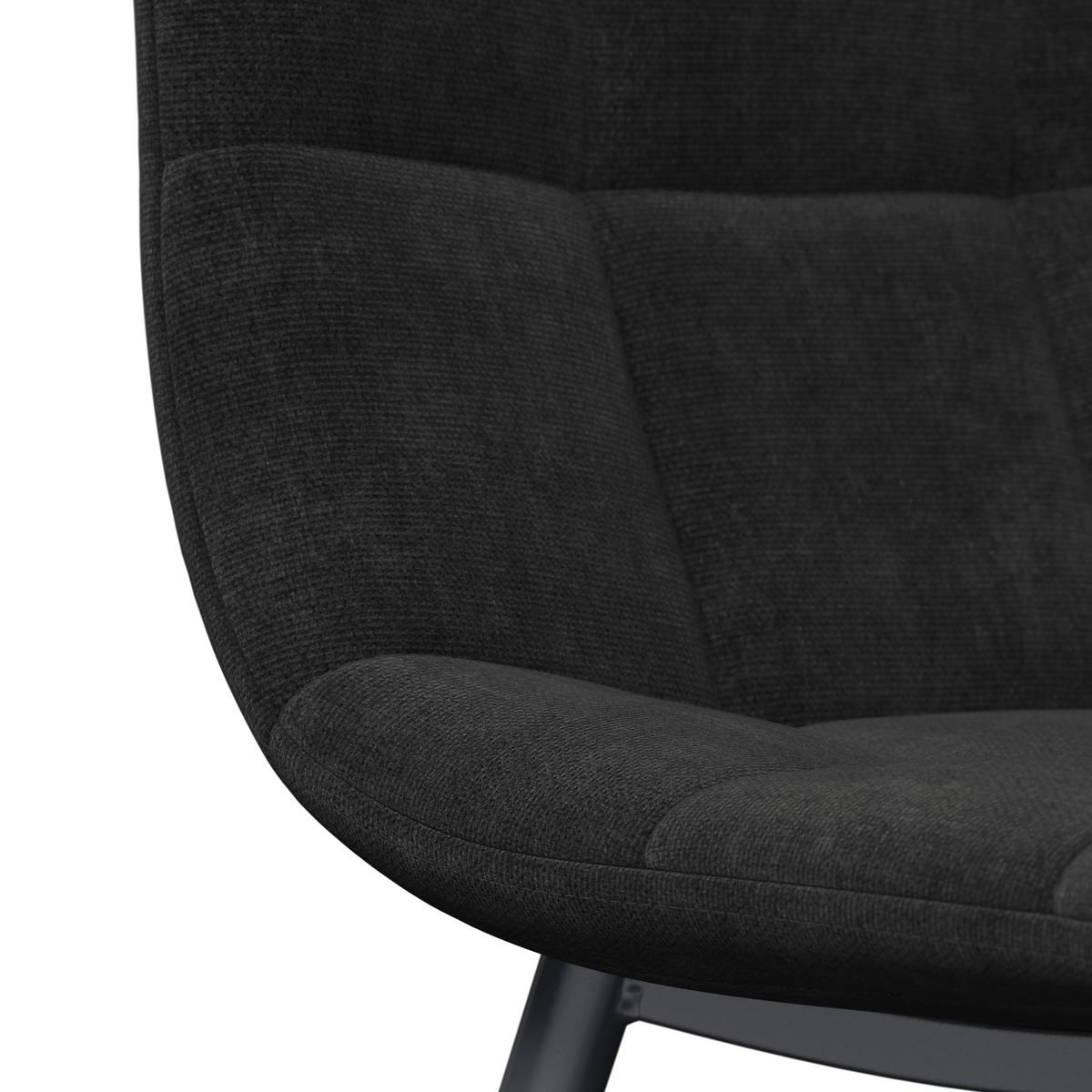 Stuhl Ria Schwarz Mikrofaser Gepolstert - Schwarz, MODERN, Textil/Metall (44/87/54cm) - Bessagi Home