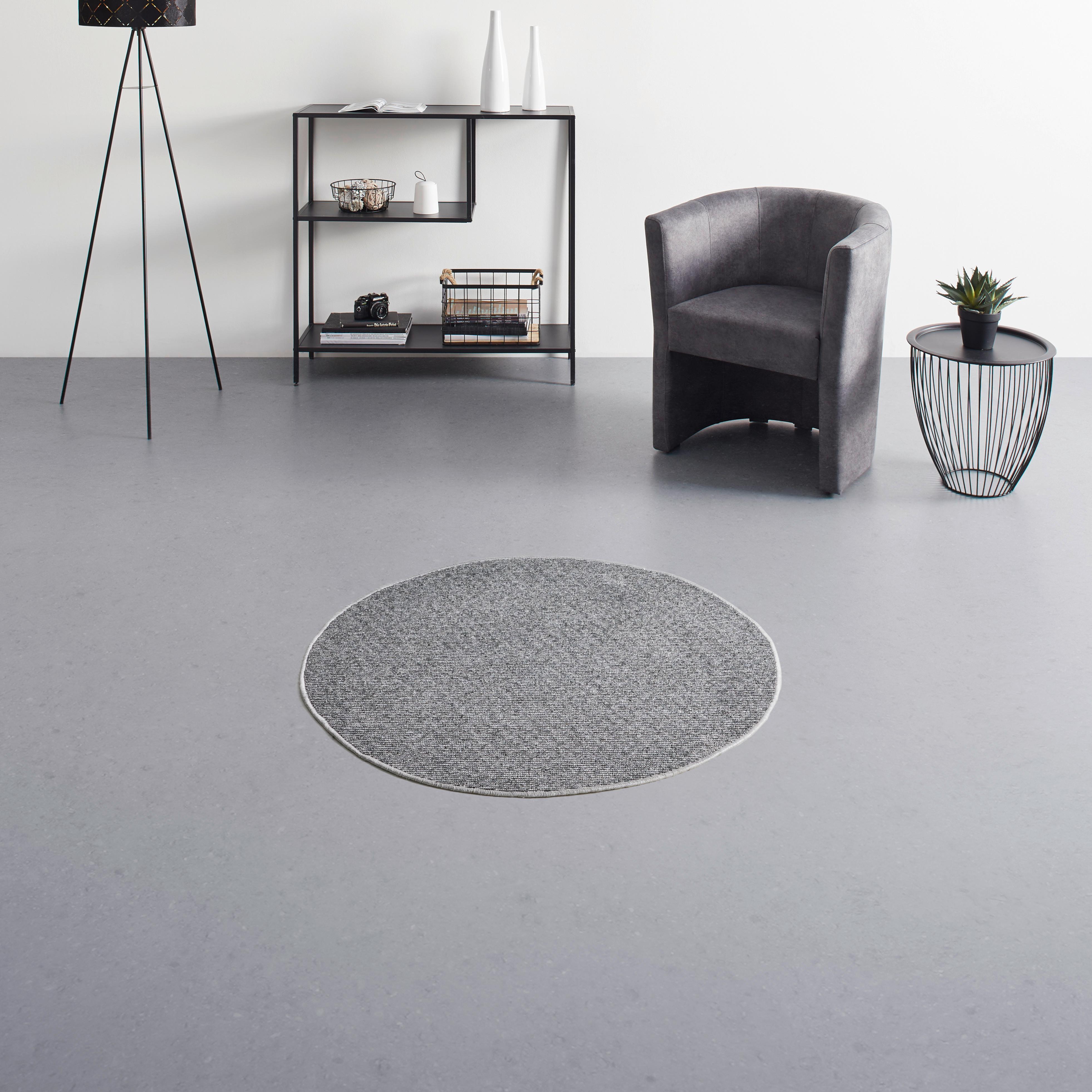 Flachwebeteppich Alex 1 in Grau Ø ca. 80cm - Grau, Konventionell, Textil (80cm) - Modern Living