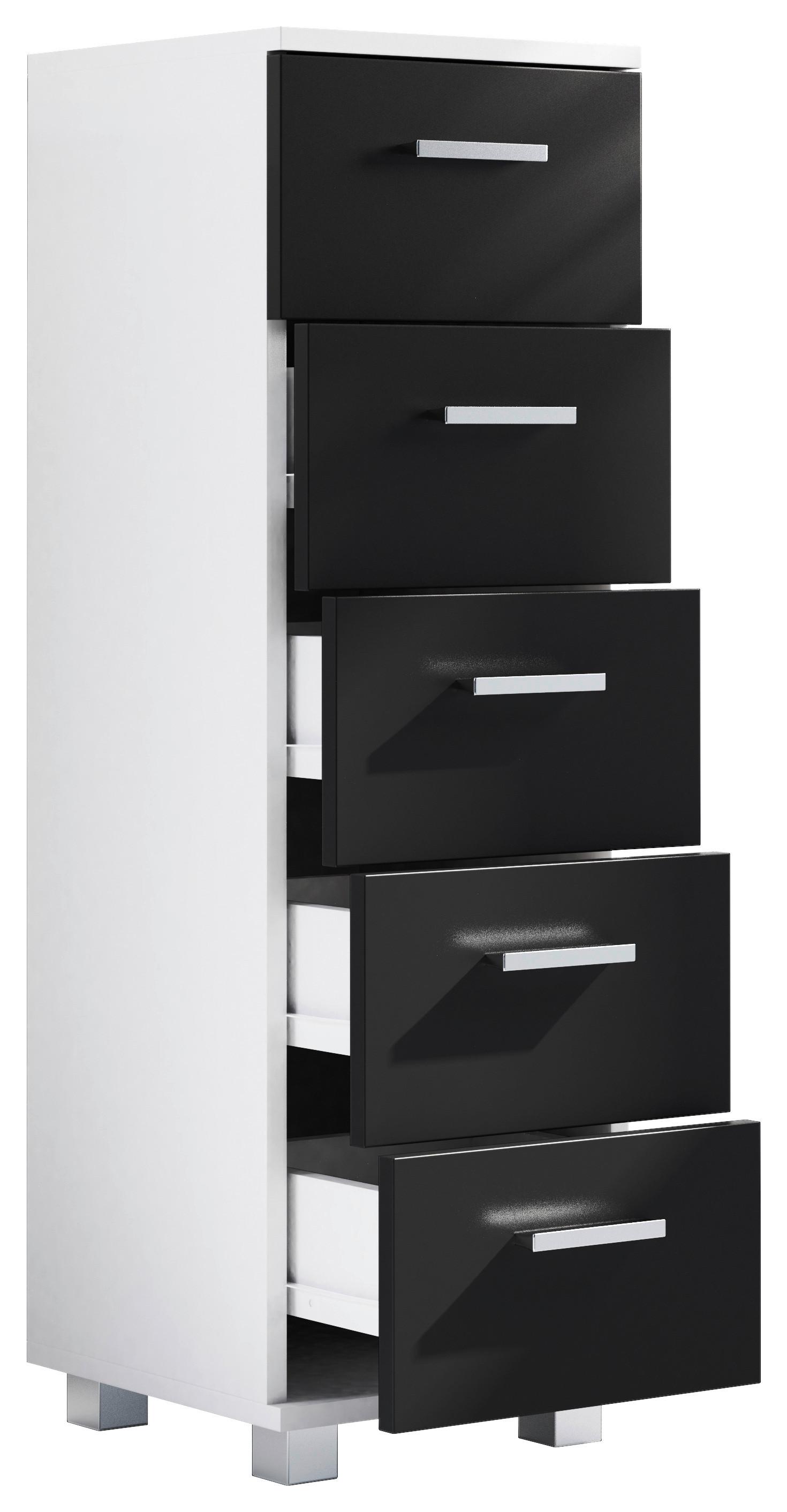 Highboard Zalo M ca. 30x94x30 cm Weiß/Schwarz - Silberfarben/Schwarz, MODERN, Holzwerkstoff/Kunststoff (30/94/30cm) - MID.YOU