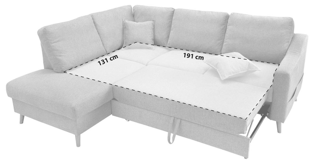Wohnlandschaft Valentina Blau Struktur - Blau/Naturfarben, KONVENTIONELL, Holz/Textil (200/230cm) - P & B