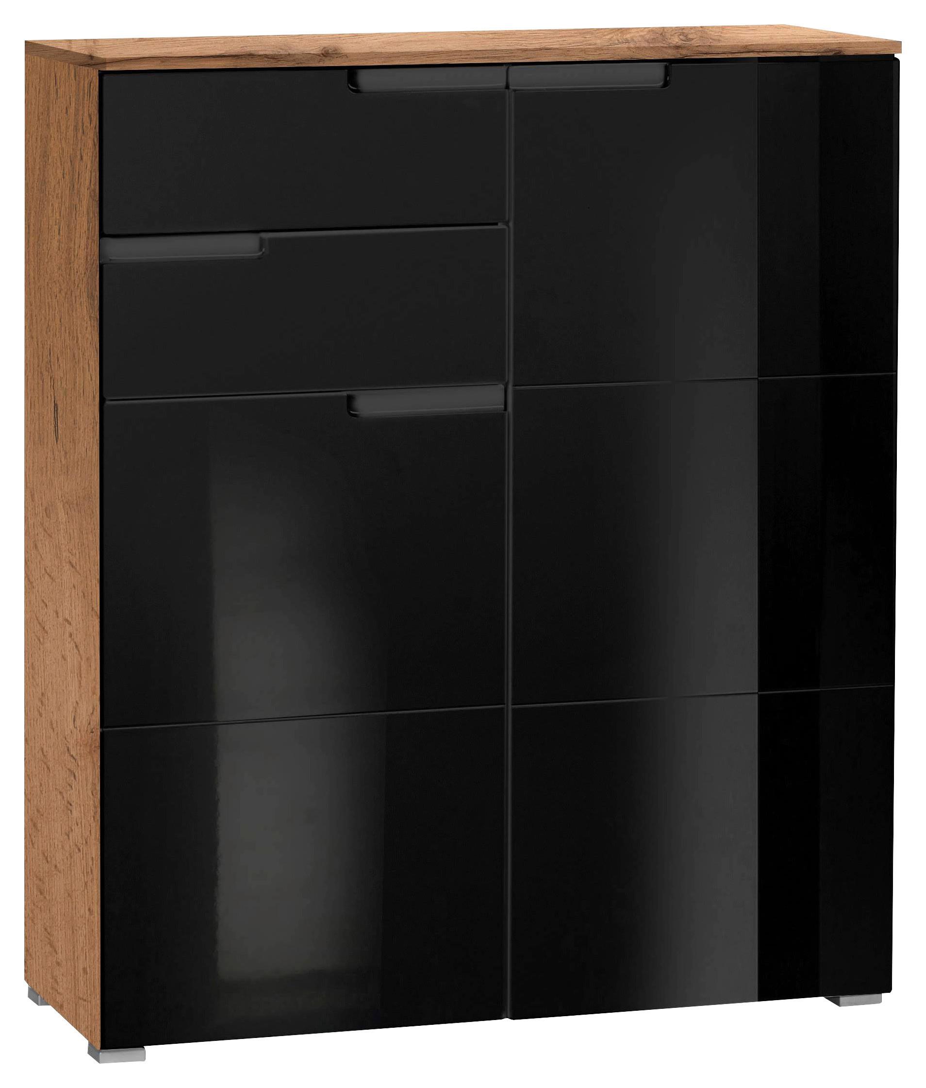 Komód Fekete-tölgy Szín Moon - tölgyfa színű/fekete, Modern, faalapú anyag (100/119/40cm)