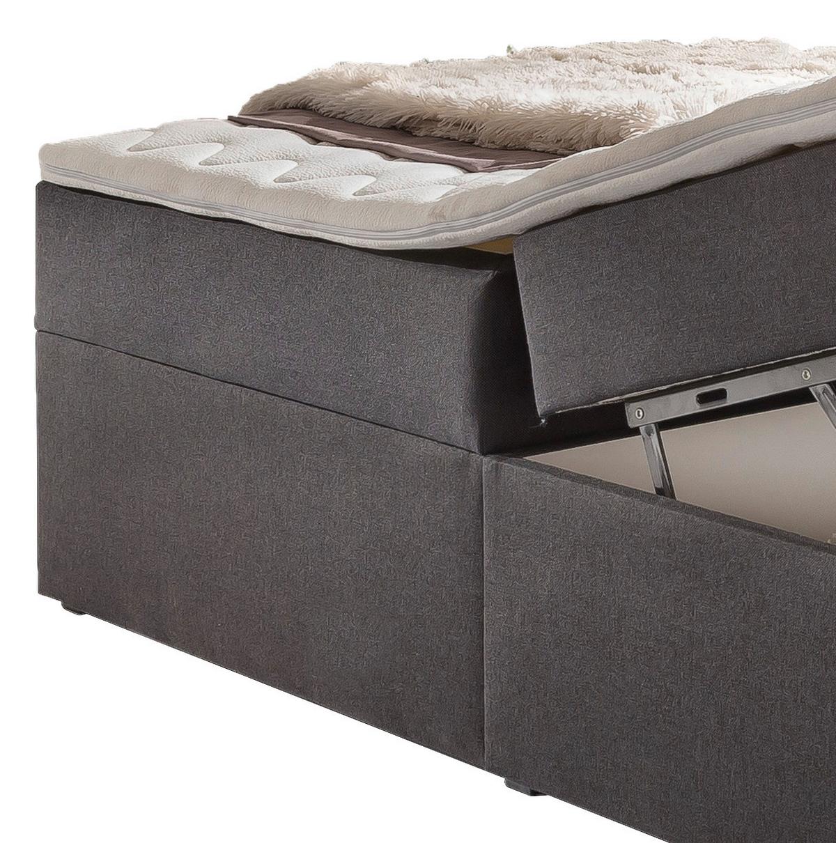 ŁÓŻKO BOXSPRING MERCURA 180X200 GRAPHIT - kolor grafitowy/szary, Modern, materiał drewnopochodny/tkanina (180/200cm) - MID.YOU