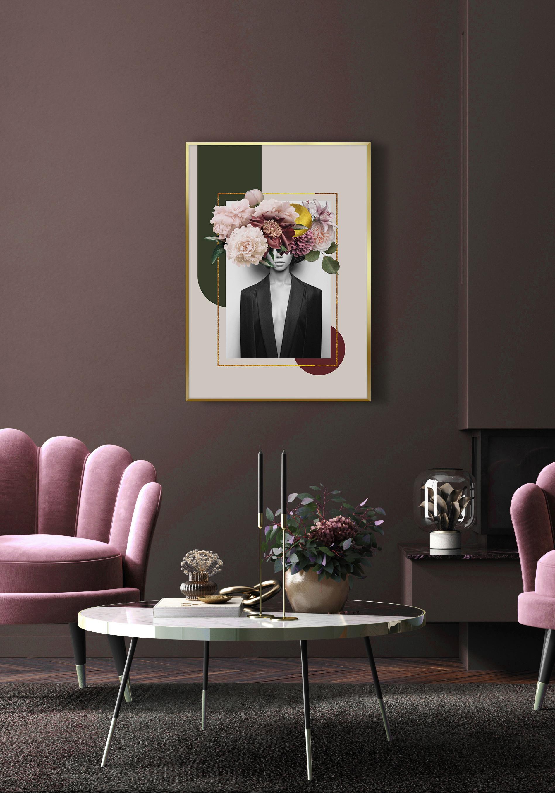 TAVLA ELENA - multicolor/guldfärgad, papper/trämaterial (50/70cm) - Mömax