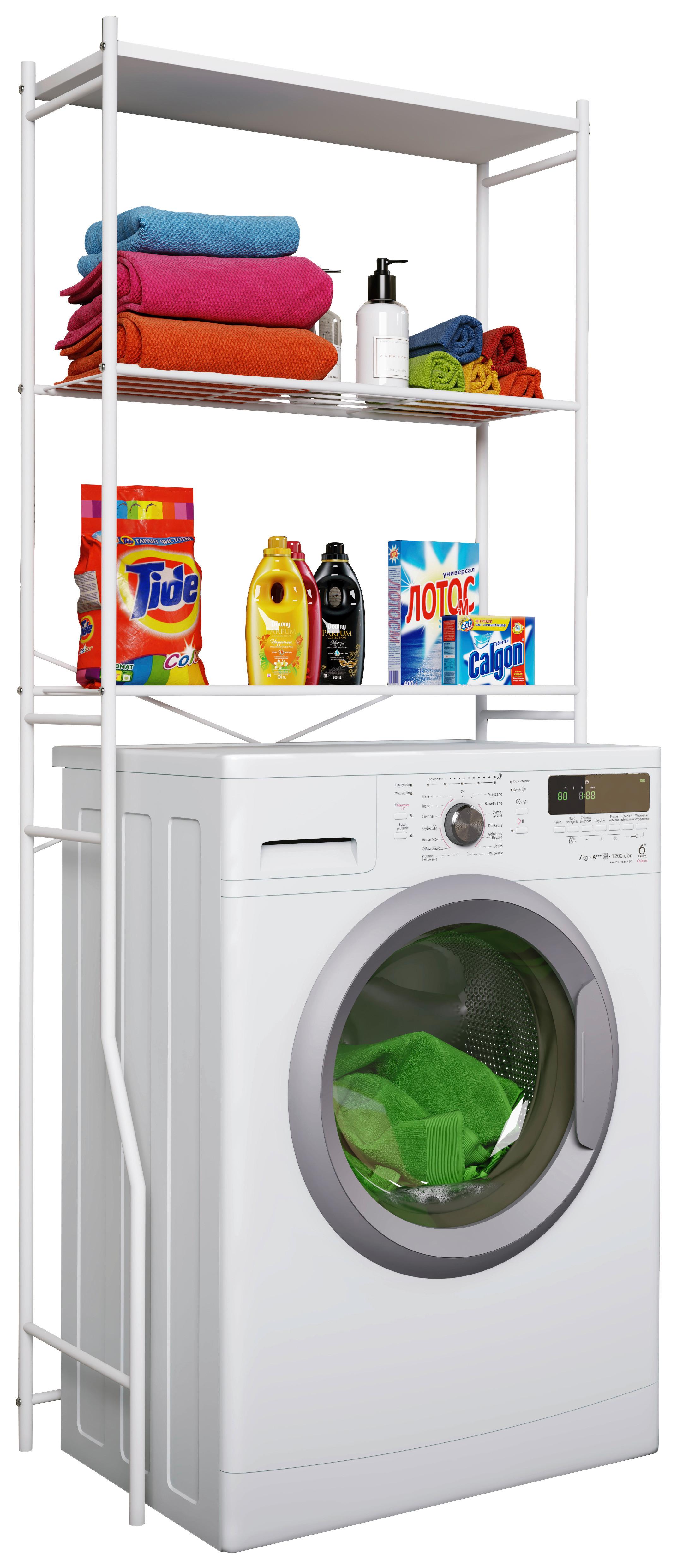 Waschmaschinenschrank TUBAS Weiß ca. 67x160x25cm - Weiß, MODERN, Metall (67,5/160/25cm) - MID.YOU