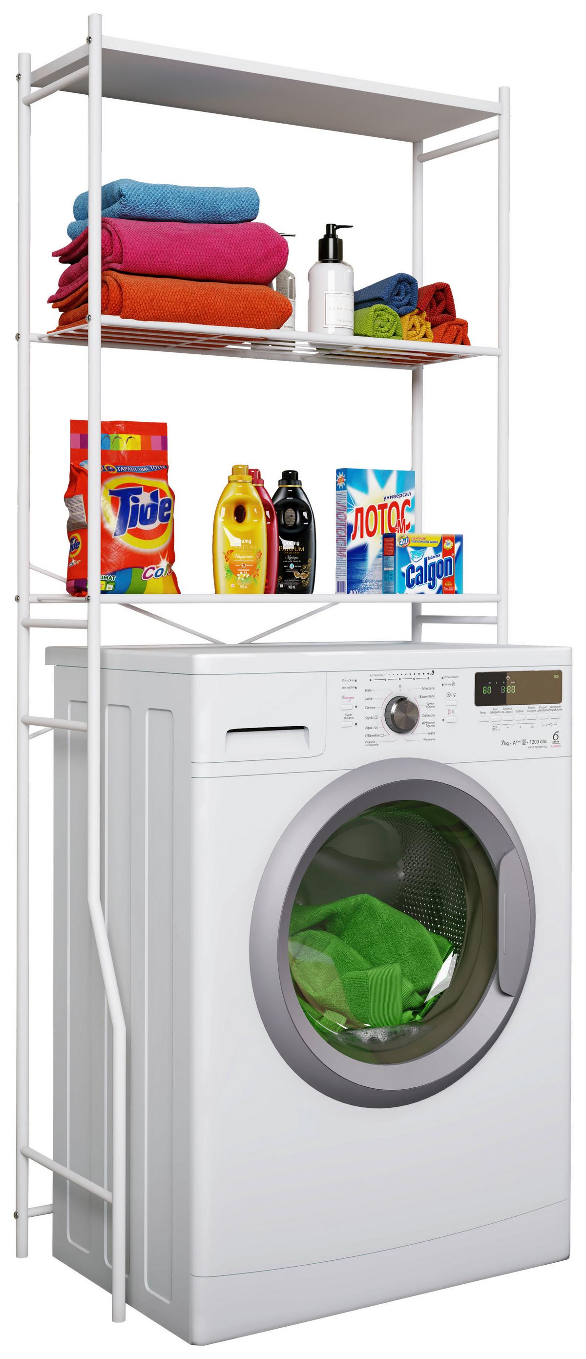 Waschmaschinenschrank TUBAS Weiß ca. 67x160x25cm - Weiß, MODERN, Metall (67,5/160/25cm) - MID.YOU