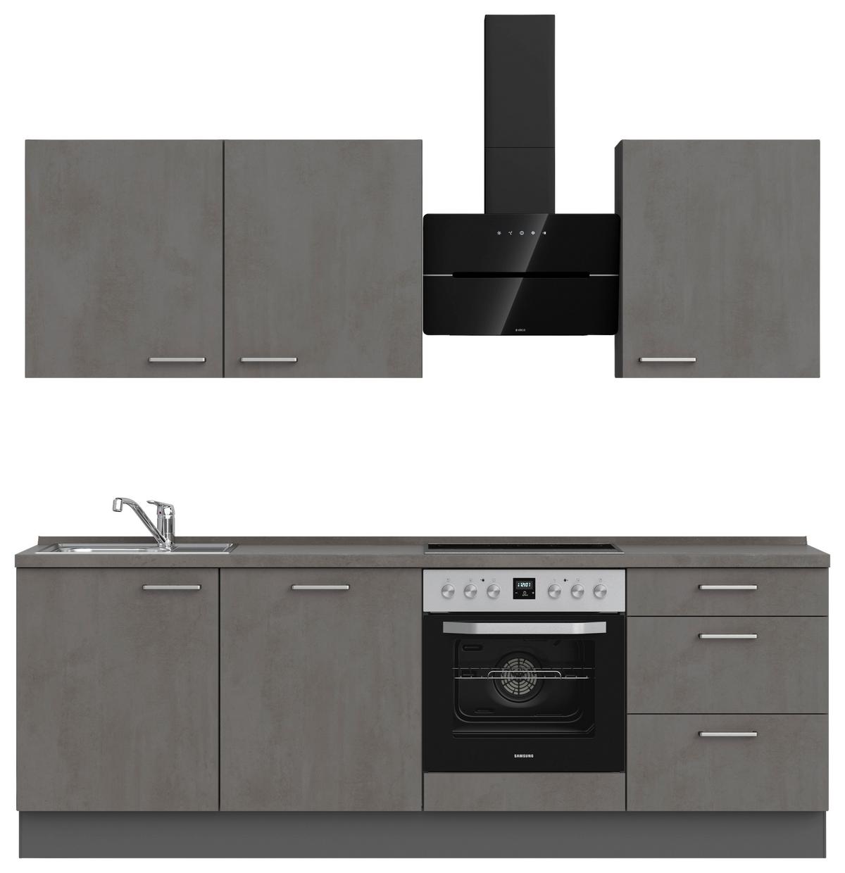 Küchenblock Riva High m. Geräten Schieferfarben - Schieferfarben/Edelstahlfarben, MODERN, Holzwerkstoff/Metall (240cm) - Nobilia
