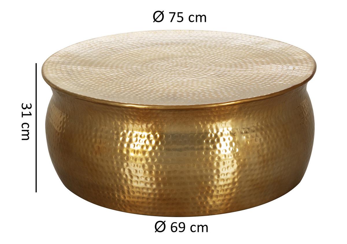 Klubska Miza Karam - zlate barve, Trendi, kovina (75/75/31cm) - MID.YOU