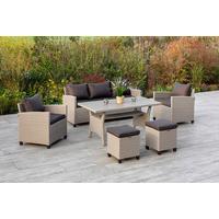 Lounge Garnitura Striano, 6-Delno - temno rjava/naravne barve, Konvencionalno, kovina/umetna masa (172/75/65cm) - Gardenson