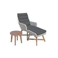 Loungesessel-Set Clavia Grau/Akazie - Dunkelgrau/Grau, Basics, Holz/Kunststoff (65/95/85cm) - Gardenson