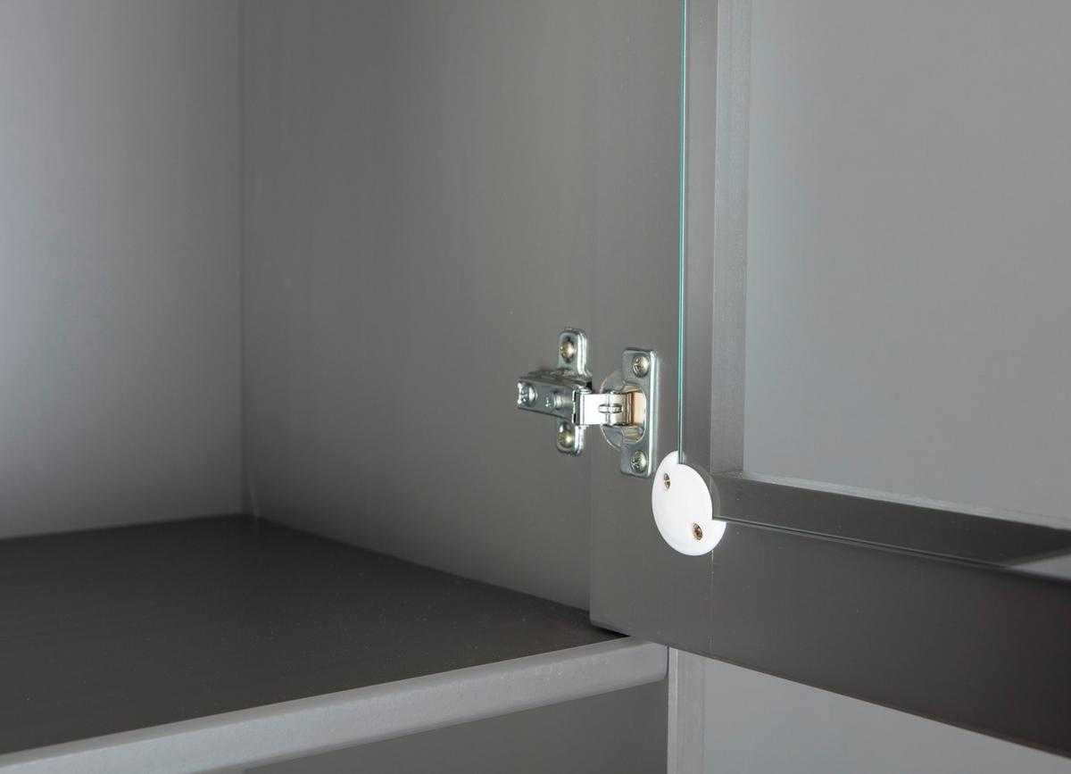 Anrichte Luzerna 5.1 B: 90 cm Kiefer massiv/Grau 4 Türen - Braun/Grau, KONVENTIONELL, Glas/Holz (90/190/45cm) - MID.YOU