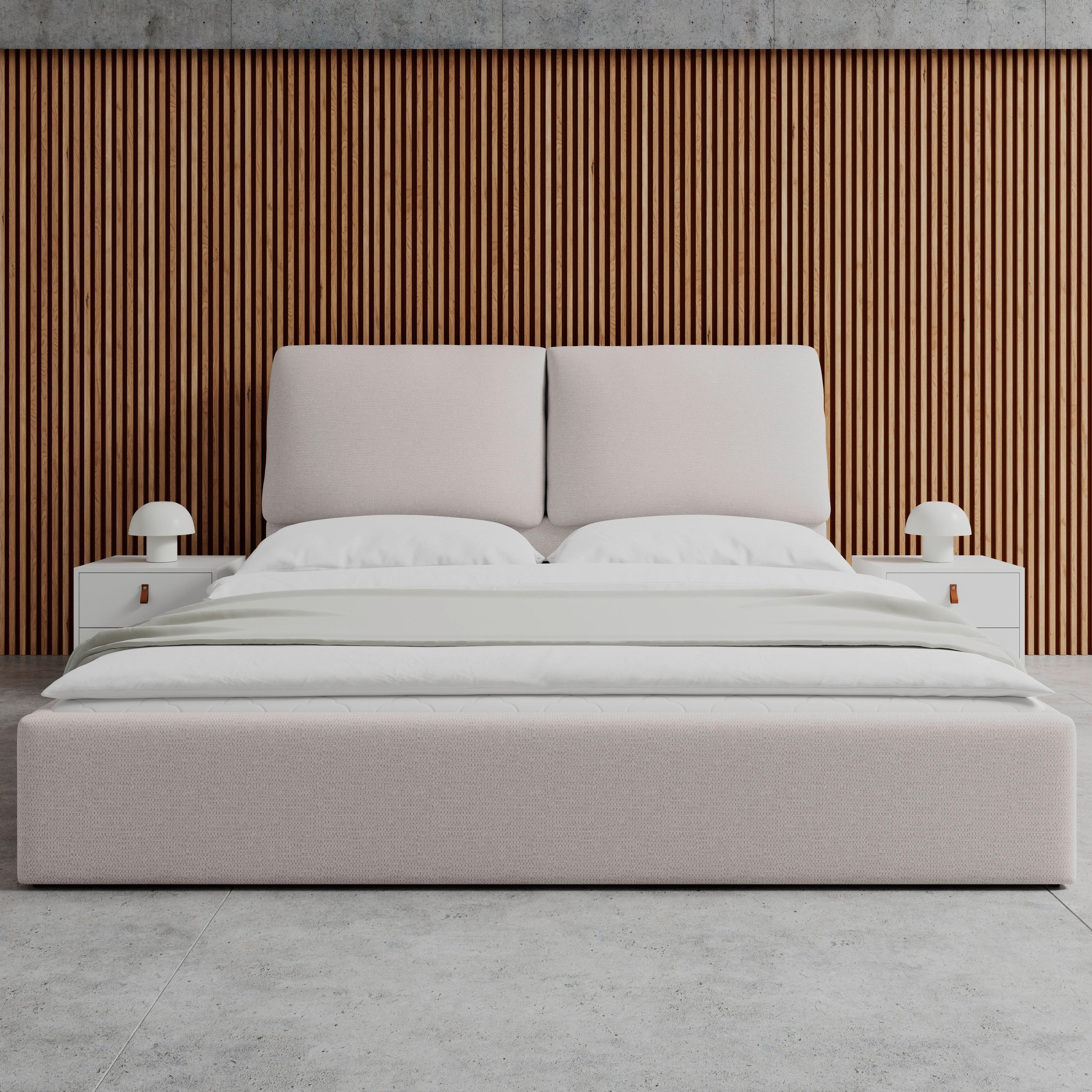 STOPPAD SÄNG PERLA - beige/svart, Modern, trä/textil (180/200cm) - Bessagi Home