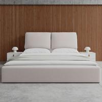 Polsterbett Perla Beige ca. 180x200 cm - Beige/Schwarz, MODERN, Holz/Kunststoff (180/200cm) - Bessagi Home