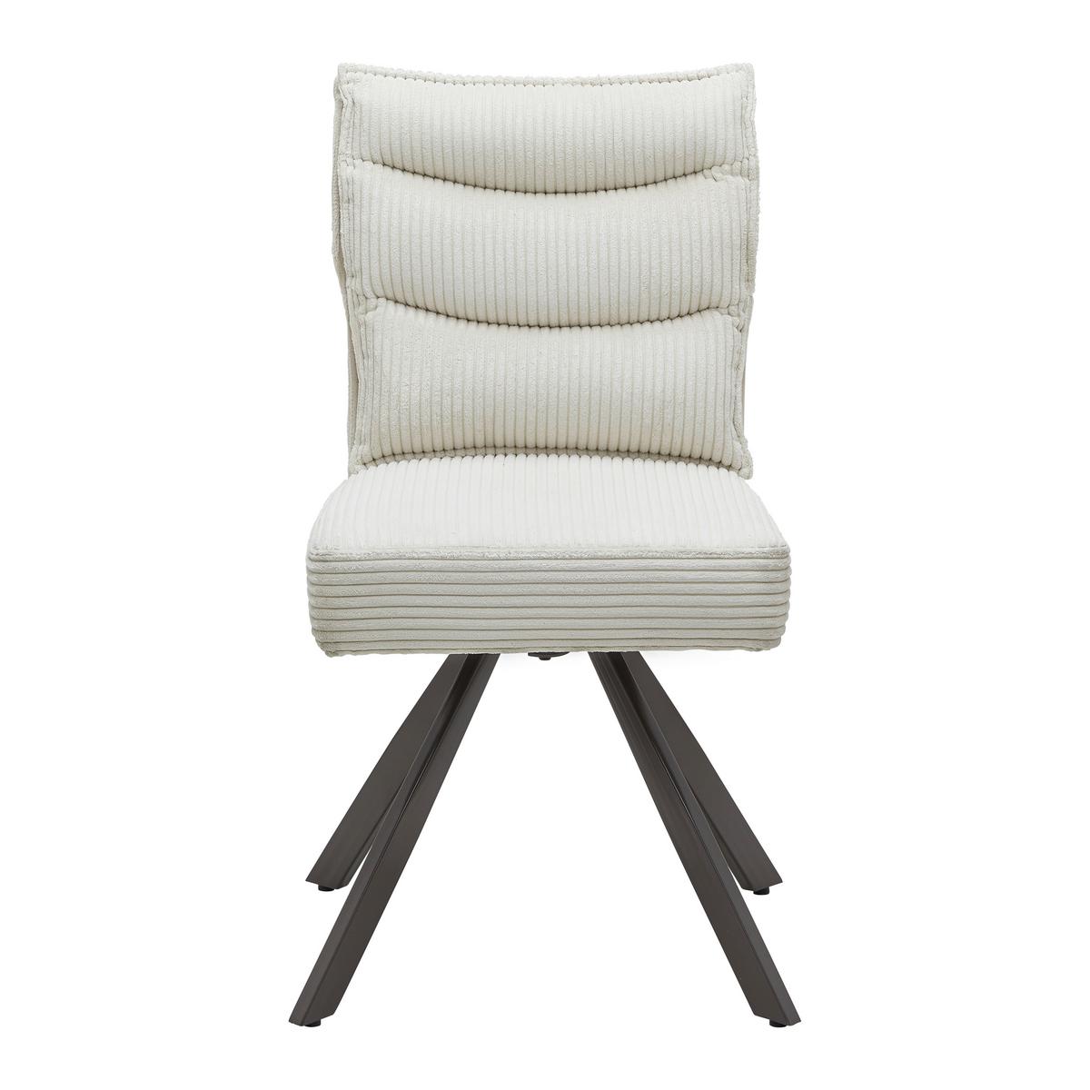 Stol Fina, Bež, Rebrasti Žamet - temno siva/bela, Moderno, kovina/tekstil (49/91/64cm) - Bessagi Home