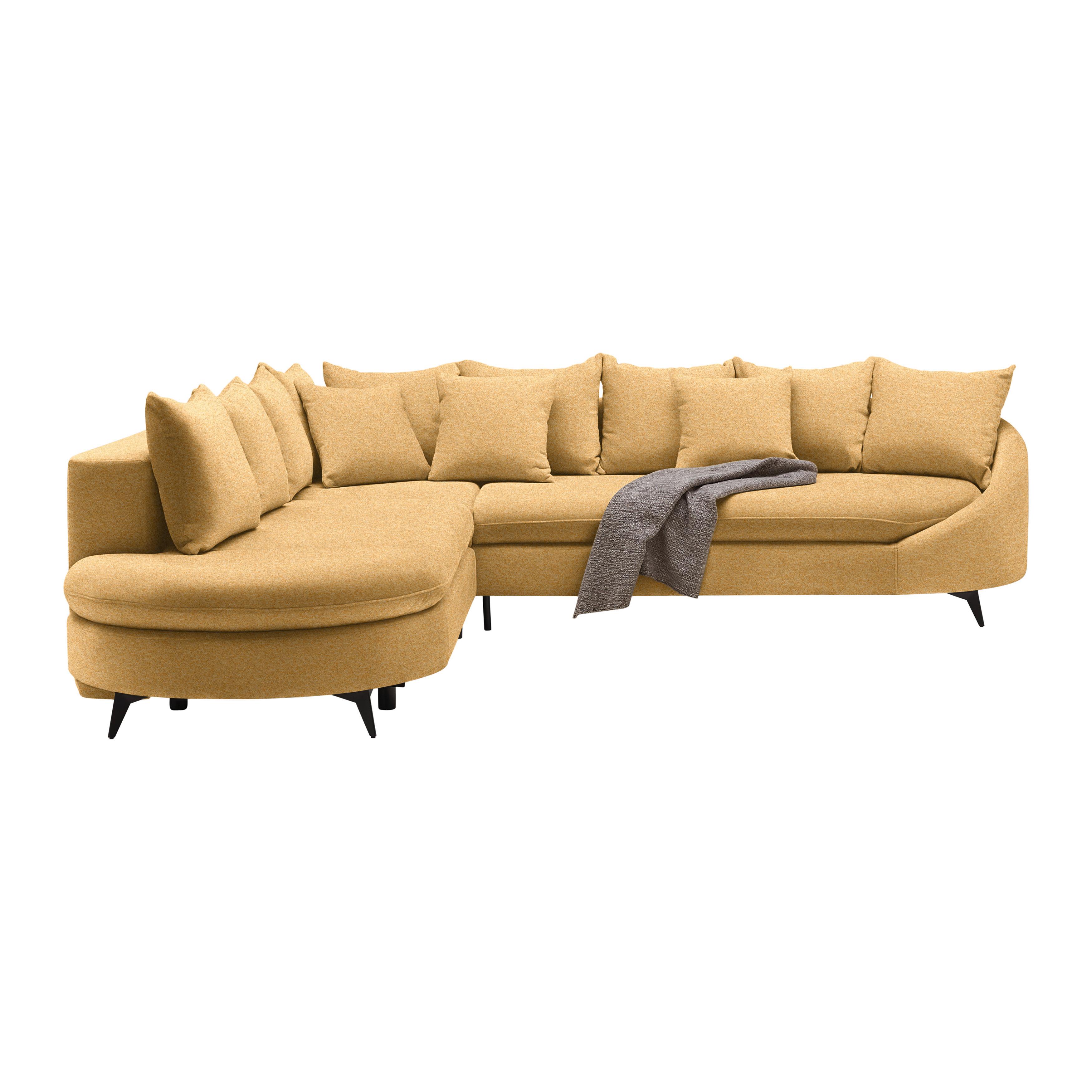 Ecksofa Axel Senfgelb - Senfgelb/Schwarz, MODERN, Textil/Metall (250/87/291cm) - Mömax