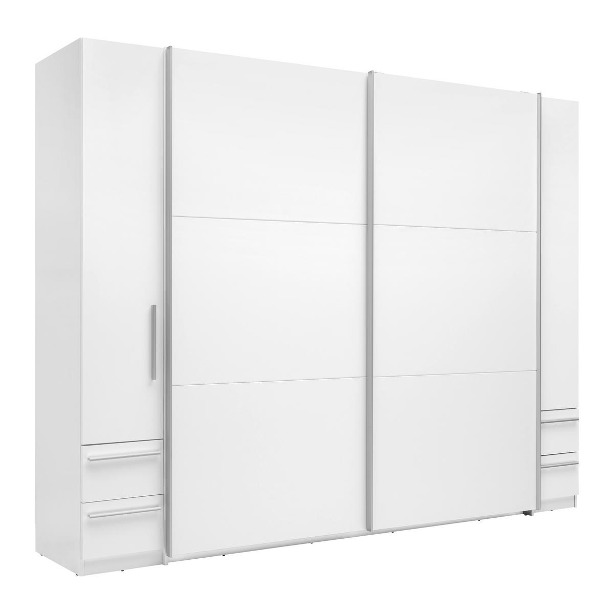 Schwebetürenschrank Bordo in Weiss - Weiss/Silberfarben, Konventionell, Holzwerkstoff/Kunststoff (270/210/58cm) - Mömax