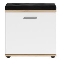 Garderobenbank Jakob ca.48,5x49x30cm Weiß,Eiche - Silberfarben/Schwarz, LIFESTYLE, Holzwerkstoff/Kunststoff (48,5/49/30cm) - MID.YOU