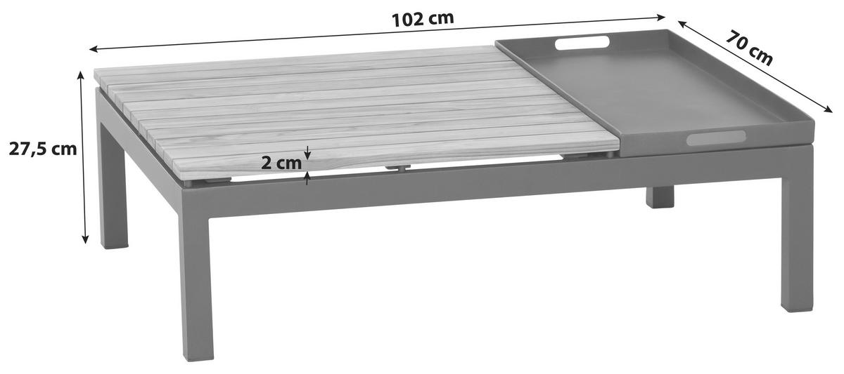 LOUNGETISCH M04118 - Anthrazit/Teakfarben, MODERN, Holz/Metall (102/70/27,5cm) - Siena Garden