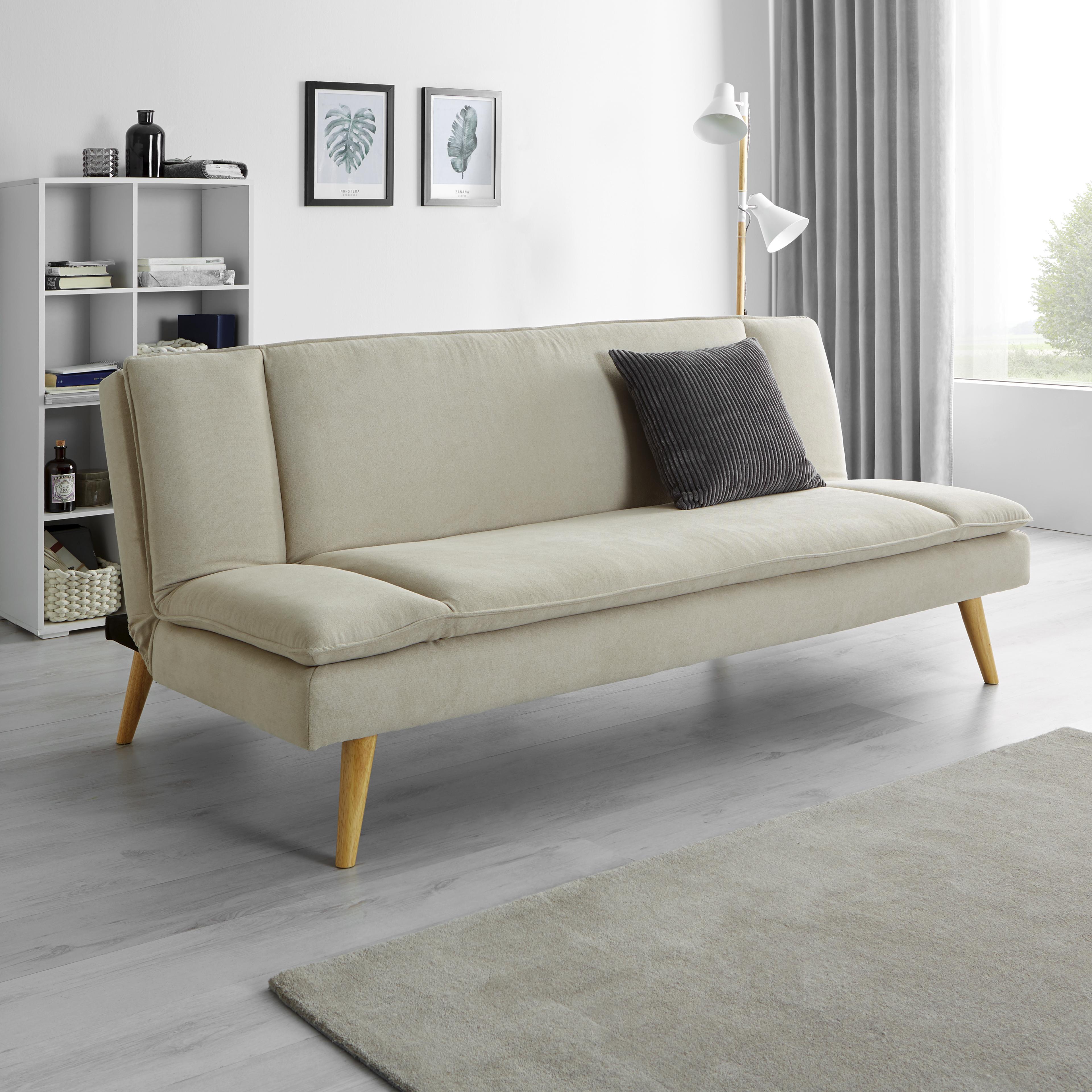Sofa mit Schlaffunktion in Beige 'Lorenzo' - Beige, MODERN, Holz/Textil (180/83/93cm) - Bessagi Home