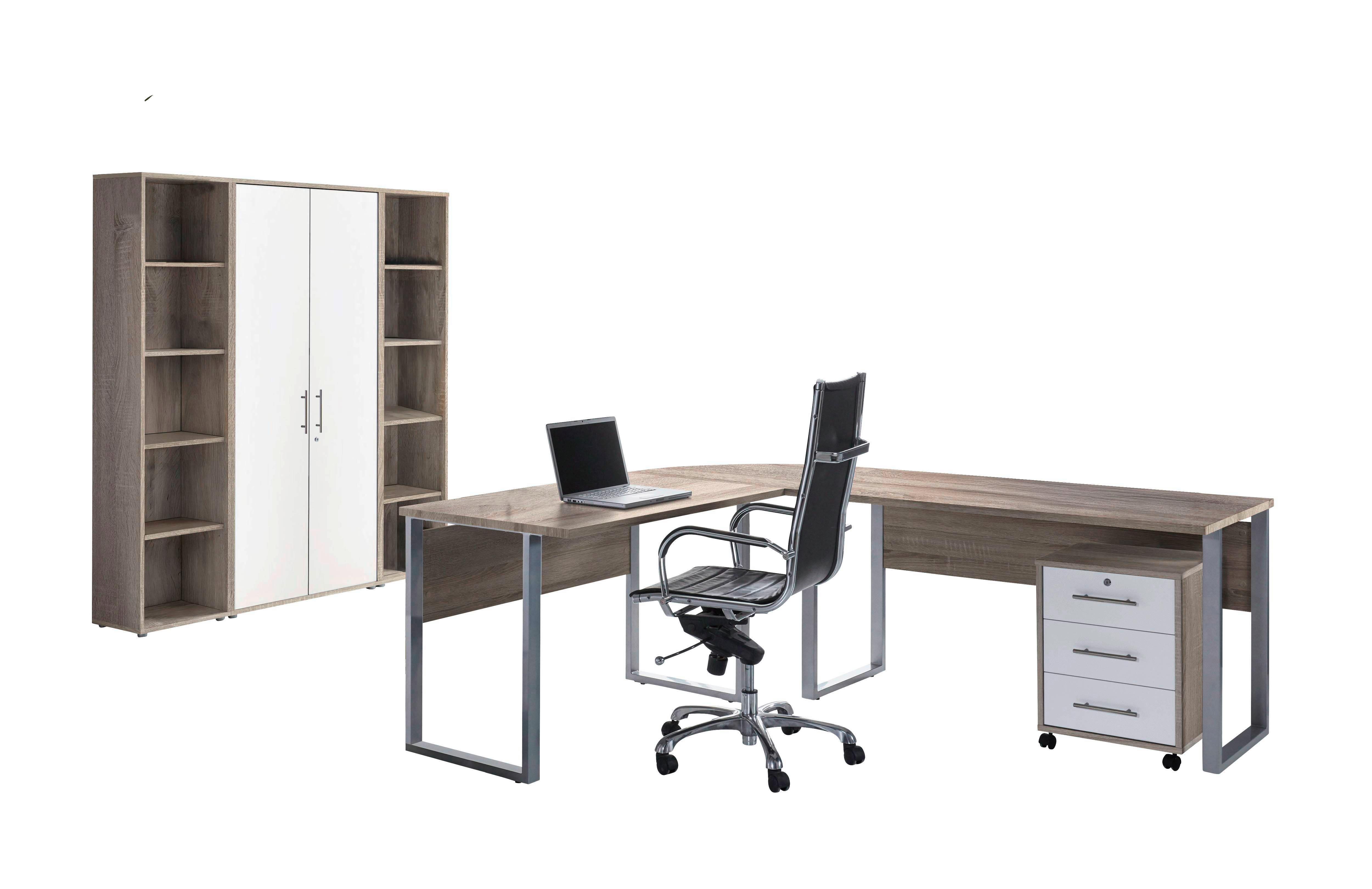 Büro Office Edition Set 3 Weiß/Sonoma Eiche - Weiß/Sonoma Eiche, MODERN, Holzwerkstoff - MID.YOU