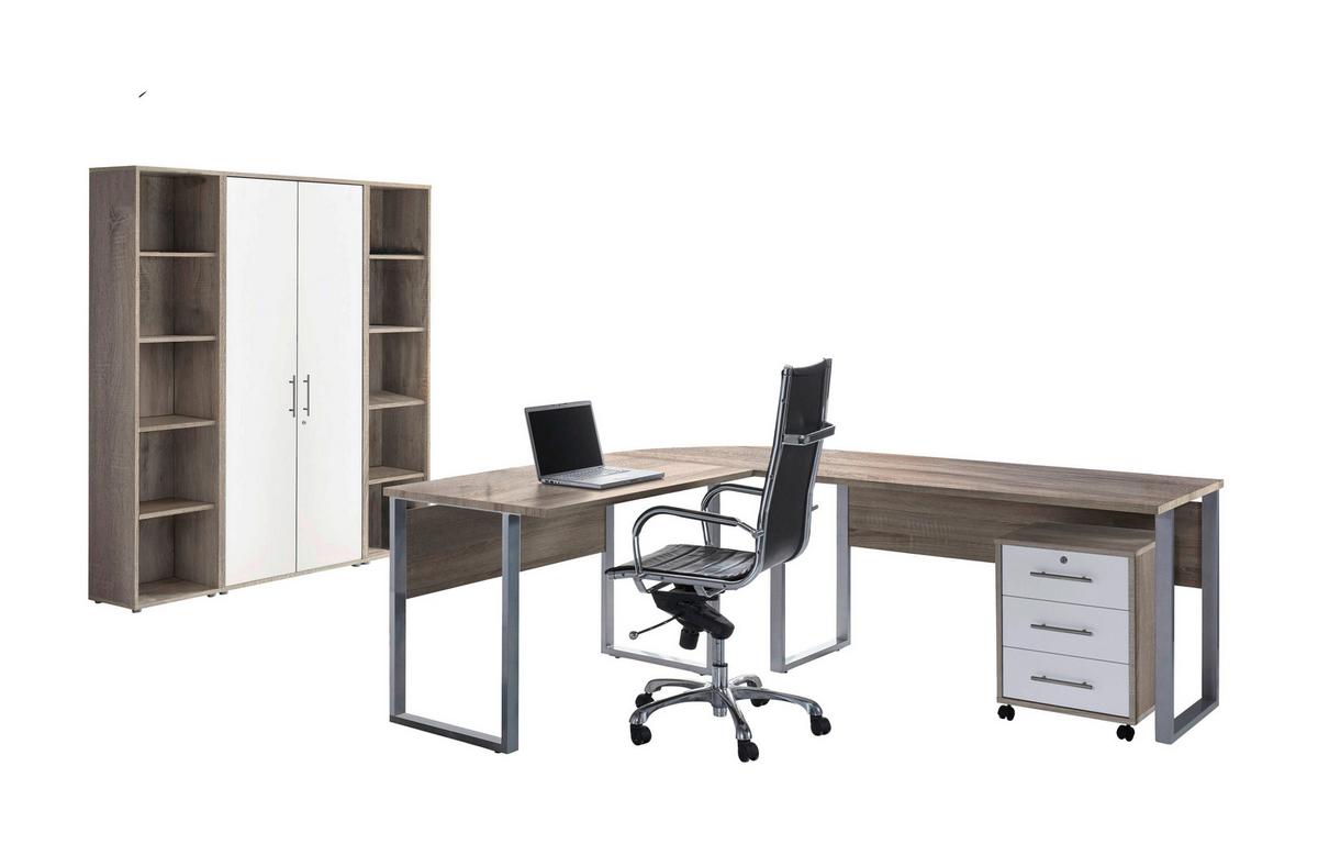 Büro Office Edition Set 3 Weiß/Sonoma Eiche - Weiß/Sonoma Eiche, MODERN, Holzwerkstoff - MID.YOU