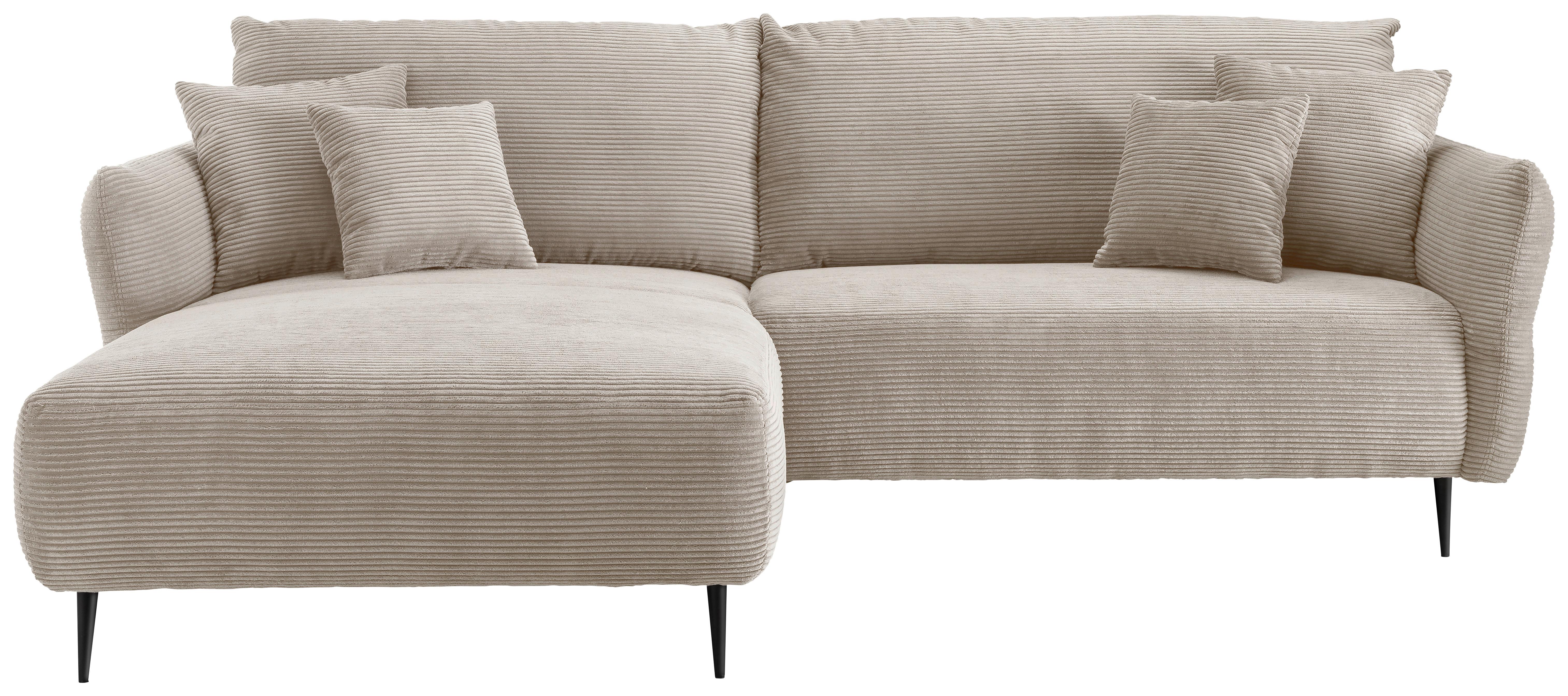 Wohnlandschaft Vanilla Beige Cord - Beige/Schwarz, Design, Textil/Metall (178/264-302cm) - Livetastic