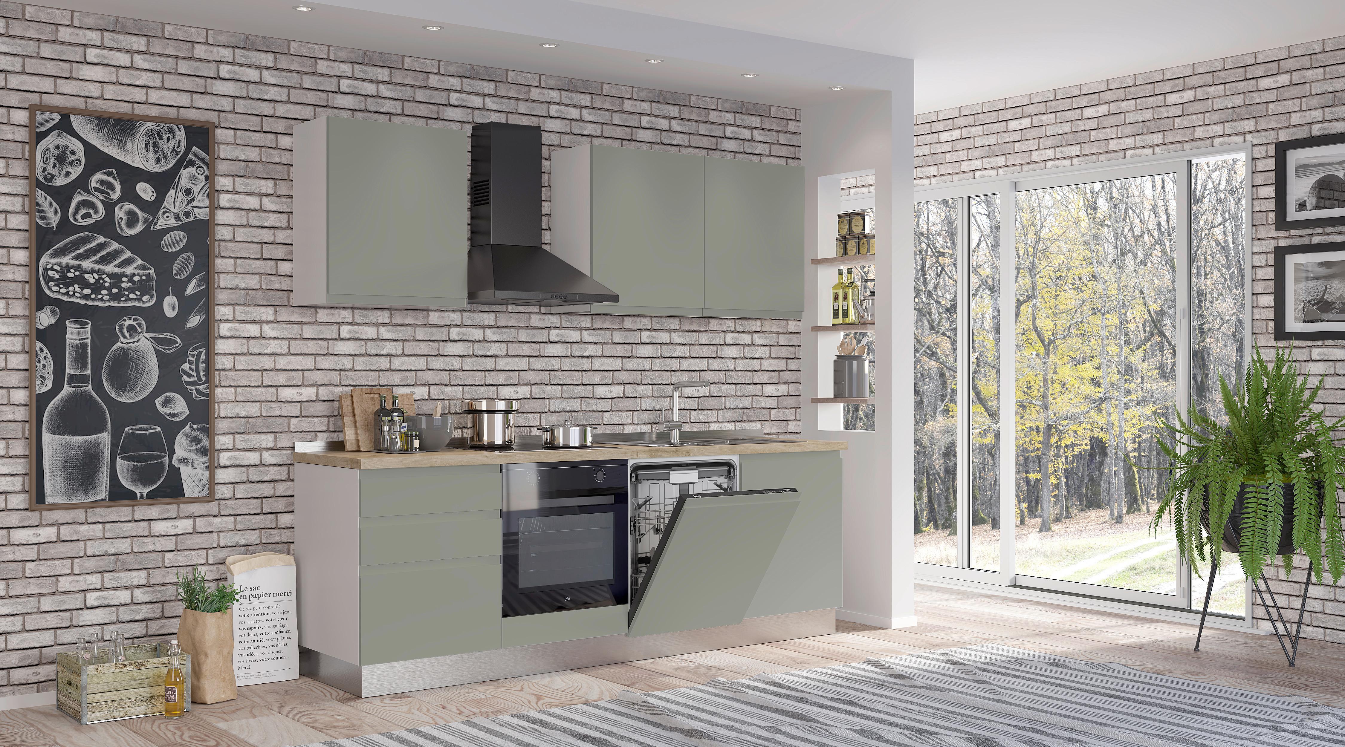 Blok Kuhinja S Aparatima Gilda Gola - bijela/zelena, Moderno, drvni materijal/drvo (240/216/60cm) - Modern Living