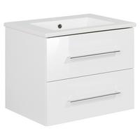 Waschtischkombi B.Perfekt Weiß - Silberfarben/Weiß, MODERN, Keramik/Holzwerkstoff (62,5cm) - MID.YOU