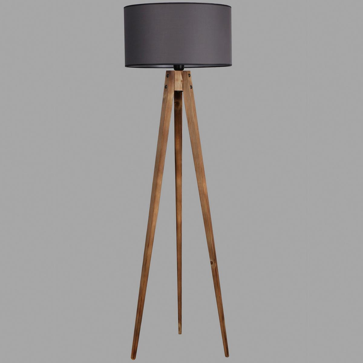 LAMPA STOJĄCA 3808007501 - szary/brązowy, Trend, tkanina/drewno (153/50/50cm)