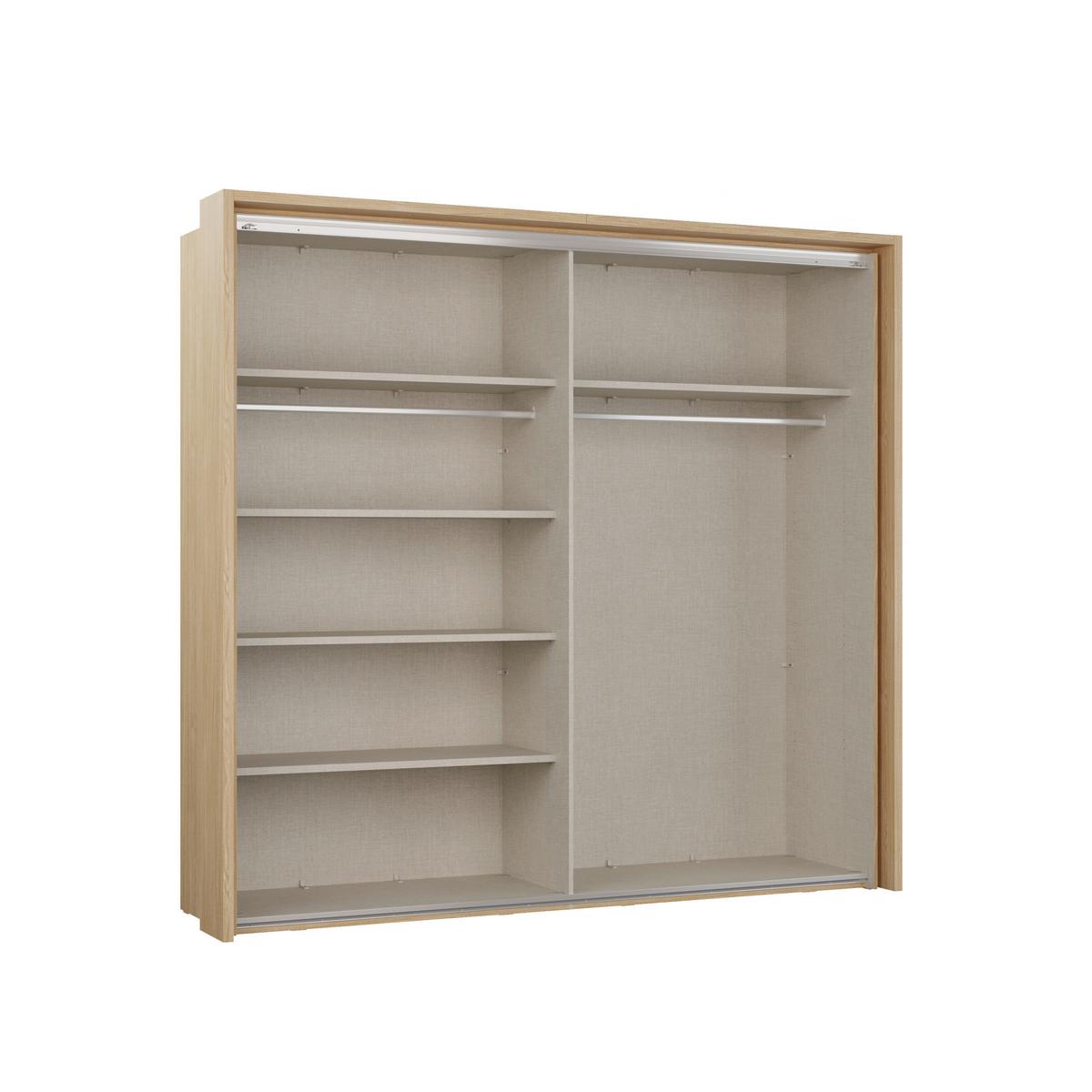 Tolóajtós Szekrény Ricciano - tölgyfa színű/fekete, Modern, faalapú anyag/fém (231,1/215,9/63,8cm)