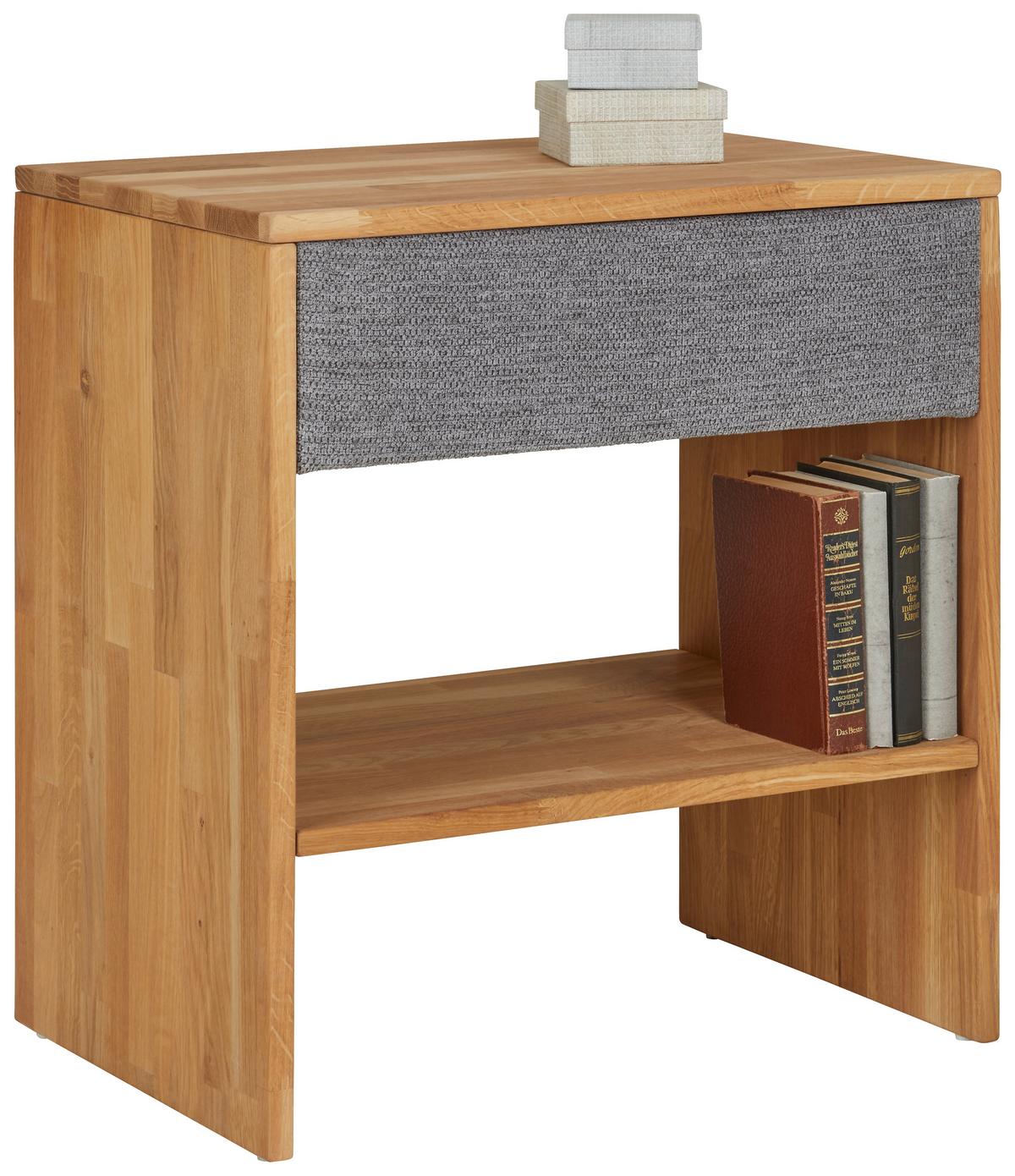 Nachttisch aus Eiche - Grau, Konventionell, Holz/Kunststoff (60/65,5/42cm) - Premium Living