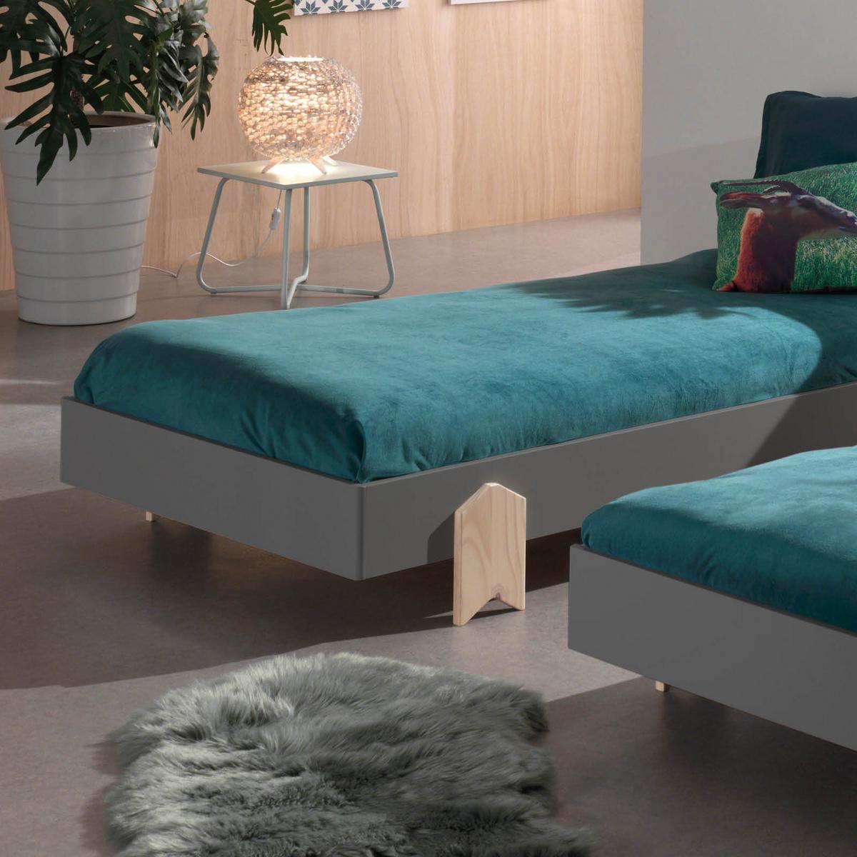 Stapelbett Modulo Grau - Grau/Kieferfarben, MODERN, Holz/Holzwerkstoff (90/200cm) - Vipack