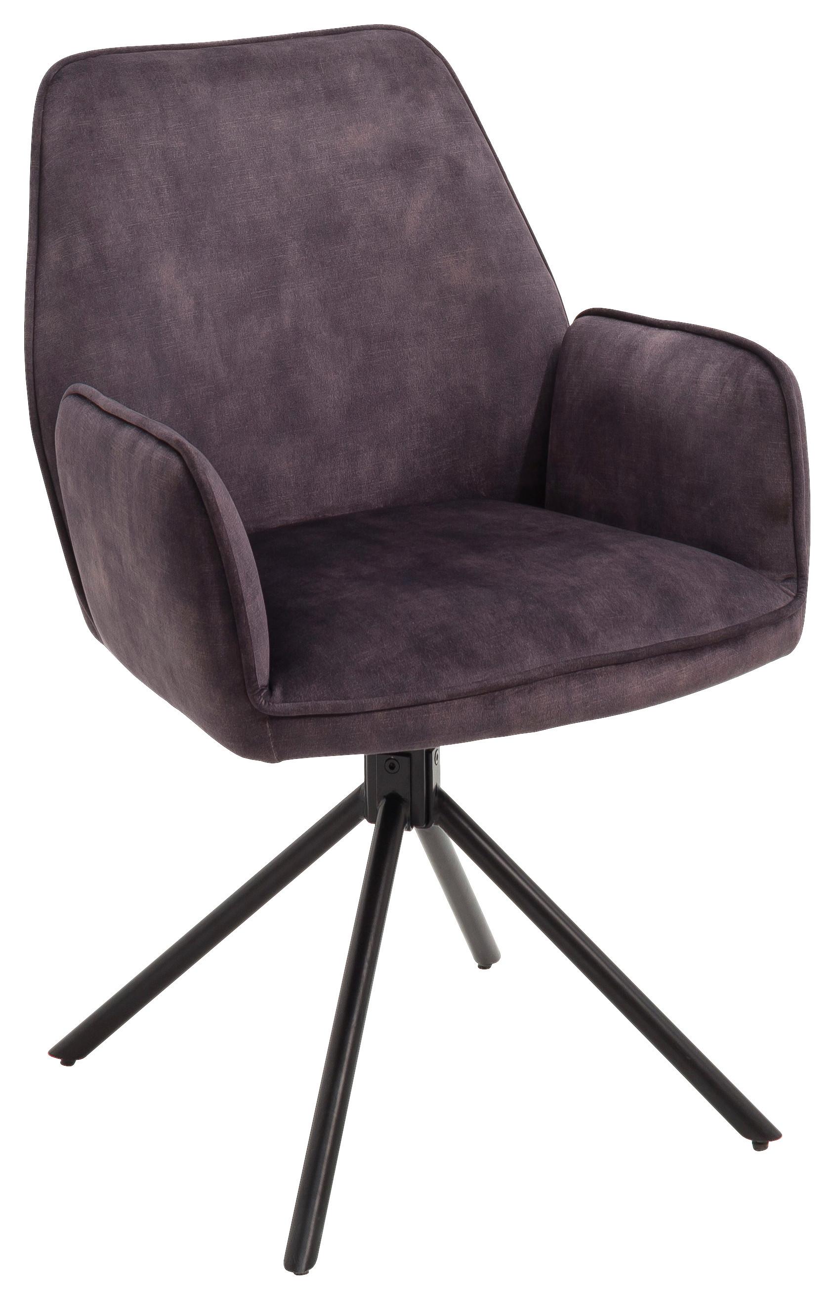 Armlehnstuhl Ottawa Anthrazit/Schwarz - Anthrazit/Schwarz, MODERN, Textil/Metall (60/89/64cm) - Premium Living