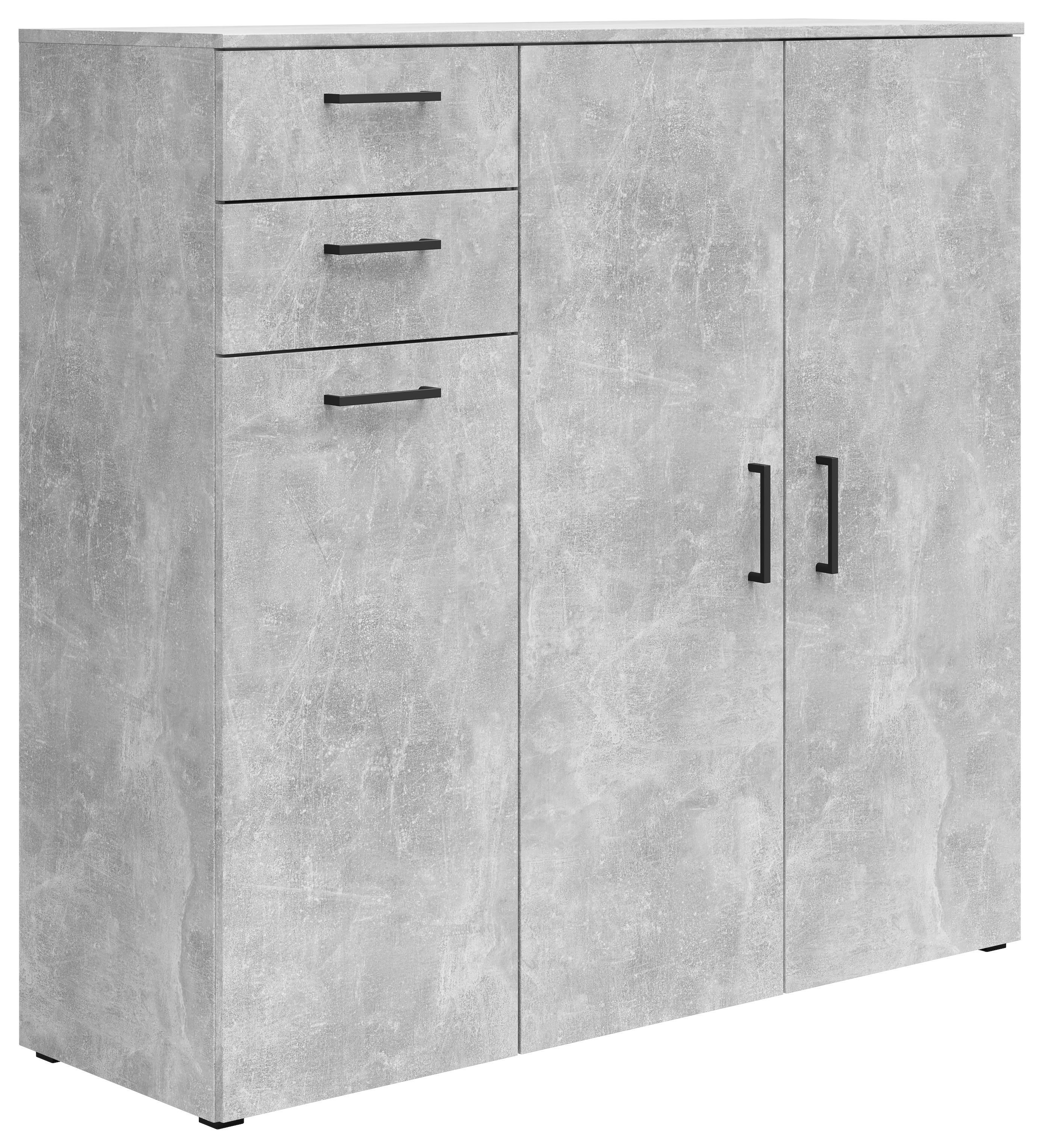 Kommode Multistauraum Betonoptik - Anthrazit/Schwarz, MODERN, Holzwerkstoff/Kunststoff (120/115/40cm) - Mömax
