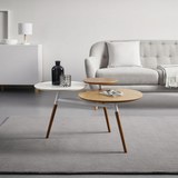 Couchtisch aus Ulme in Weiß ca.92,5x64cm 'Ryan' - Ulmefarben/Weiß, MODERN, Holz/Metall (92,5/64/50cm) - Bessagi Home