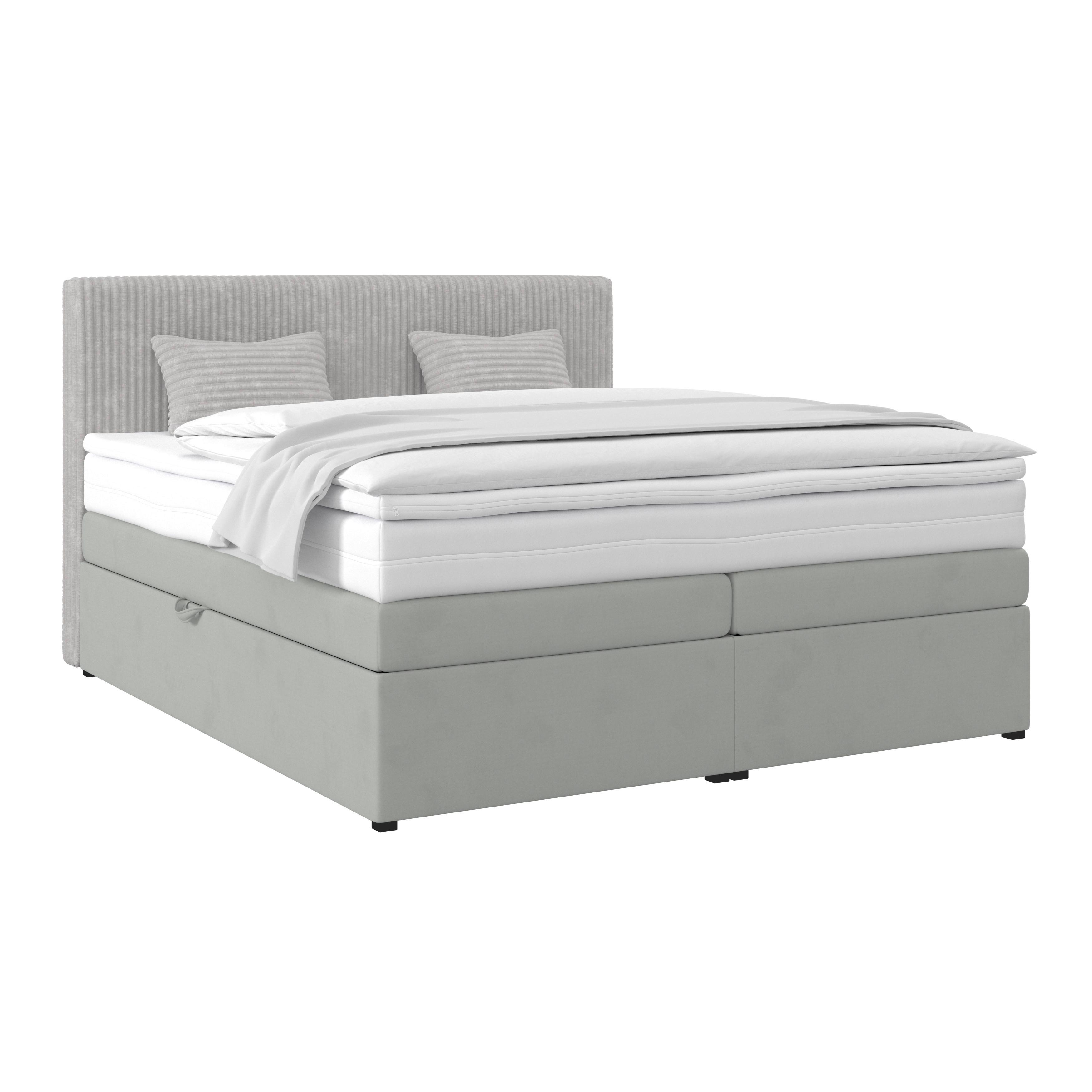 Boxspring Krevet Rossa - srebrne boje/crna, Moderno, drvni materijal/tekstil (180/200cm) - Modern Living