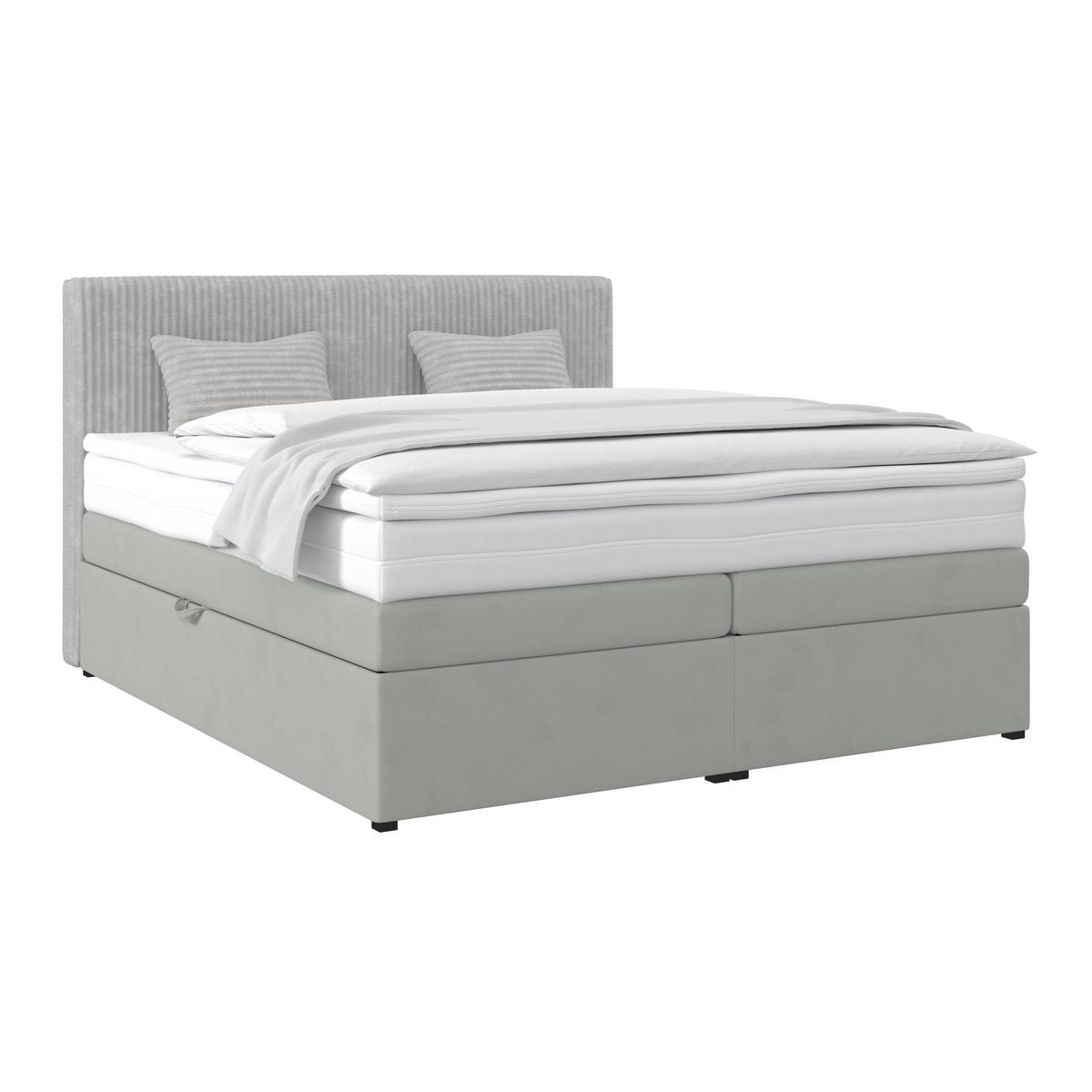 Boxspring Krevet Rossa - srebrne boje/crna, Moderno, drvni materijal/tekstil (180/200cm) - Modern Living