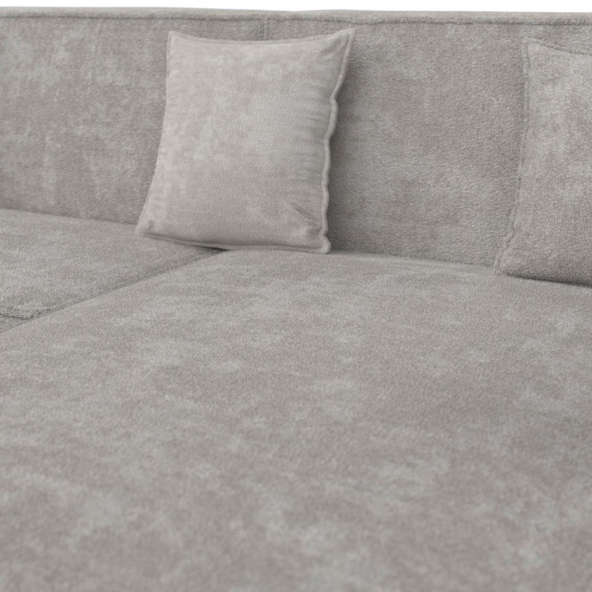 Wohnlandschaft Milo Bouclé Hellgrau - Hellgrau/Schwarz, MODERN, Holz/Holzwerkstoff (310/83/148cm) - Bessagi Home