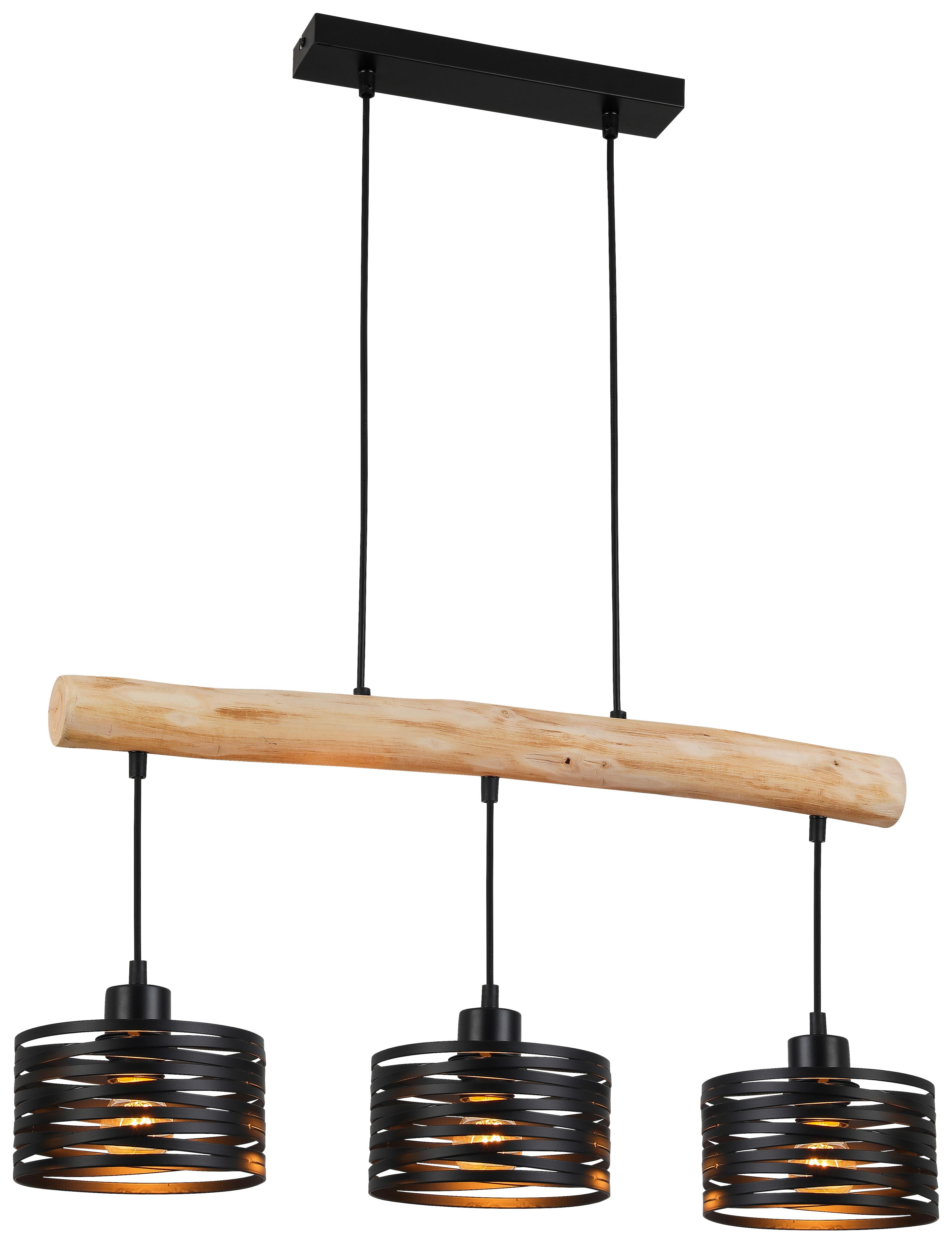 Viseča Svetilka Guiseppe - črna, Trendi, kovina/les (70cm) - Premium Living