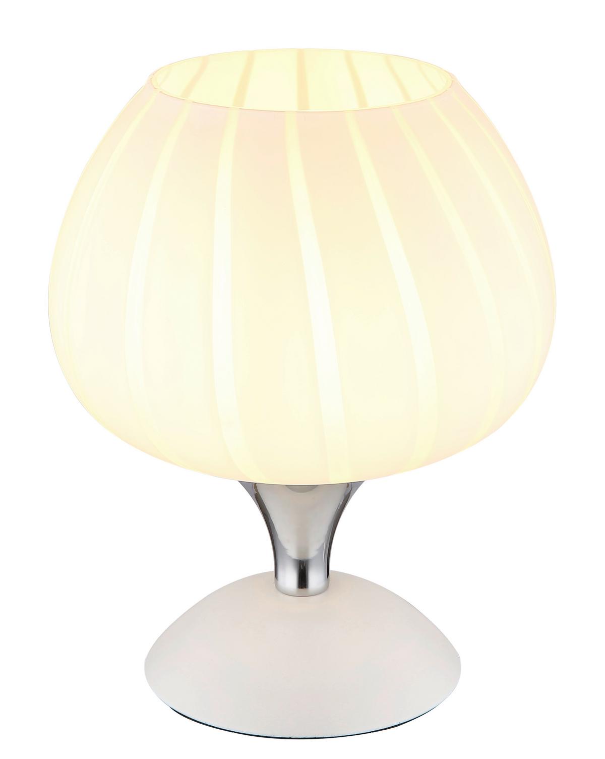 Tischleuchte Maxy Weiß max. 40 Watt - Chromfarben/Weiß, KONVENTIONELL, Glas/Metall (15/20,5cm) - Globo