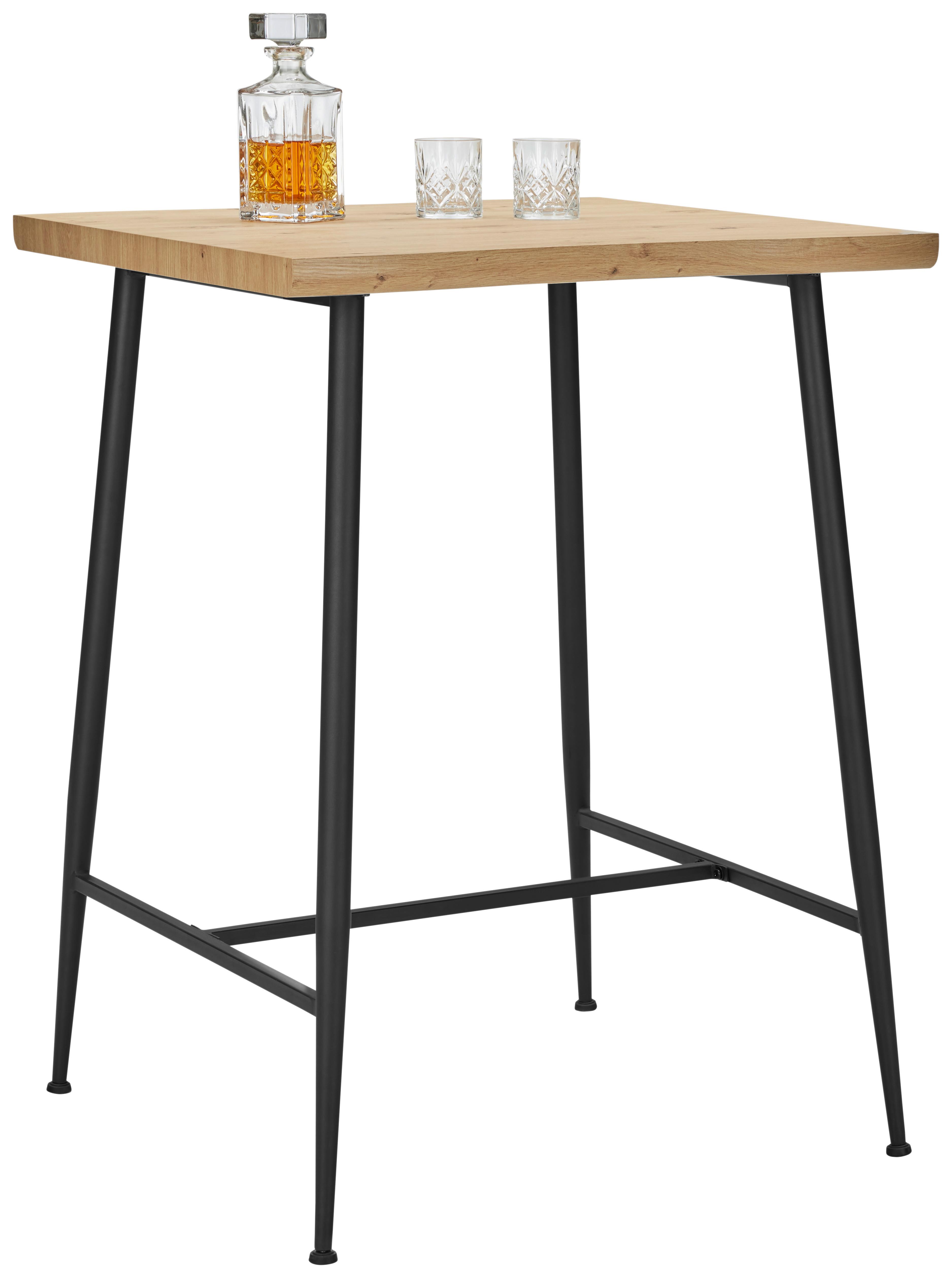 BARBORD STUARD 2 - svart/naturfärgad, Modern, metall/trämaterial (80/108/80cm) - Mömax