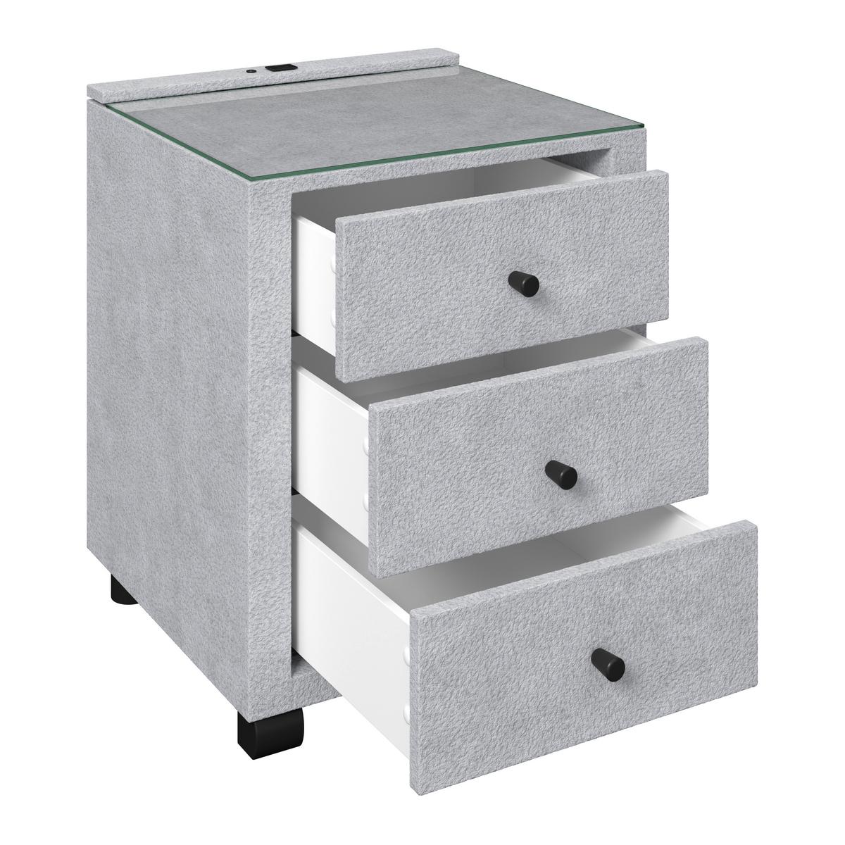 Noćni Ormarić Elysia - svijetlo siva, Trend, staklo/drvni materijal (48/68/45,5cm) - Premium Living