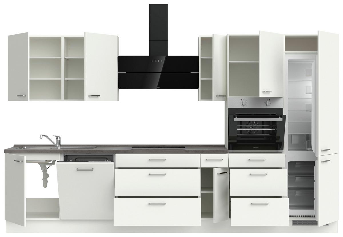 Küchenleerblock Touch High o. Geräte Weiß - Edelstahlfarben/Weiß, MODERN, Holzwerkstoff/Metall (360cm) - Nobilia