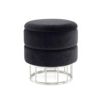 HOCKER Hocker rund in Schwarz - Silberfarben/Schwarz, Basics, Holzwerkstoff/Kunststoff (37,5/41/37,5cm) - Kayoom